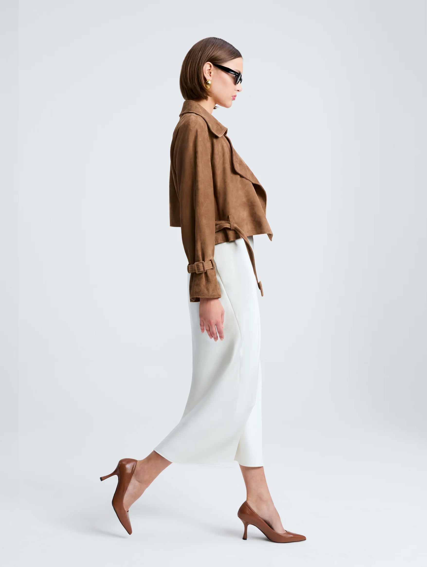 Hatti Suede Cropped Jacket in Tobacco