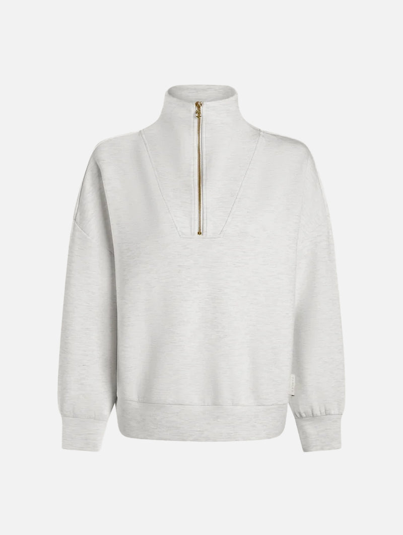 Hawley Half Zip Sweat in Ivory Marl
