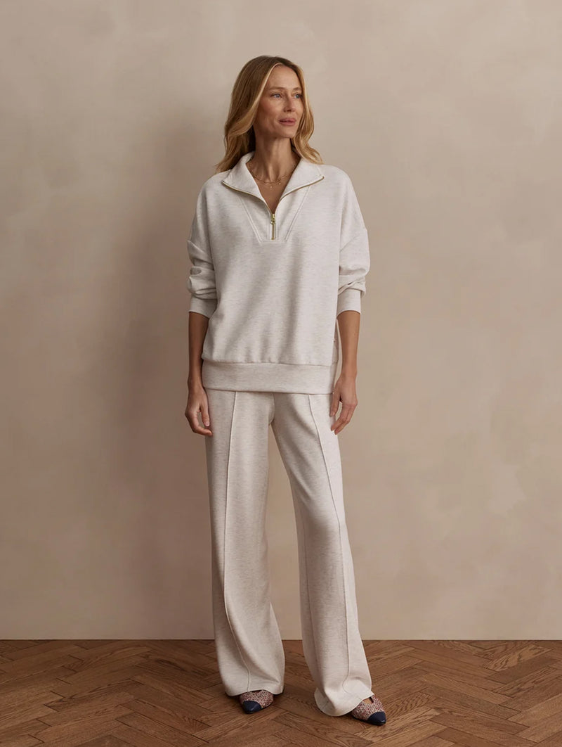 Hawley Half Zip Sweat in Ivory Marl