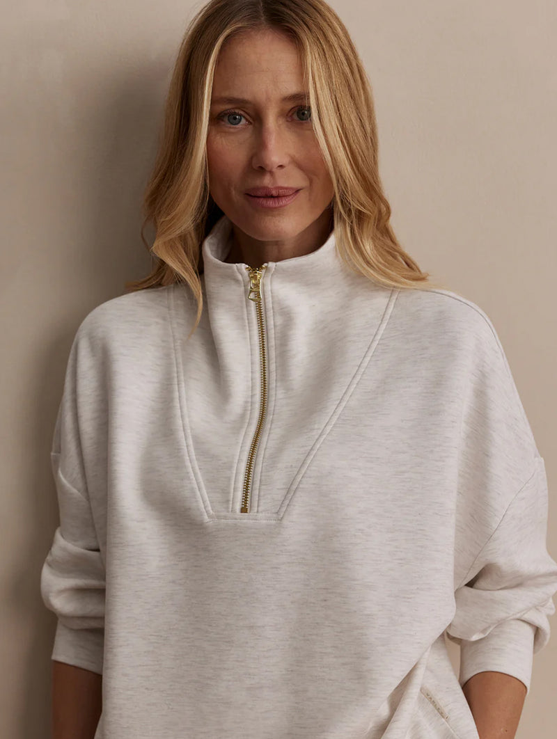 Hawley Half Zip Sweat in Ivory Marl