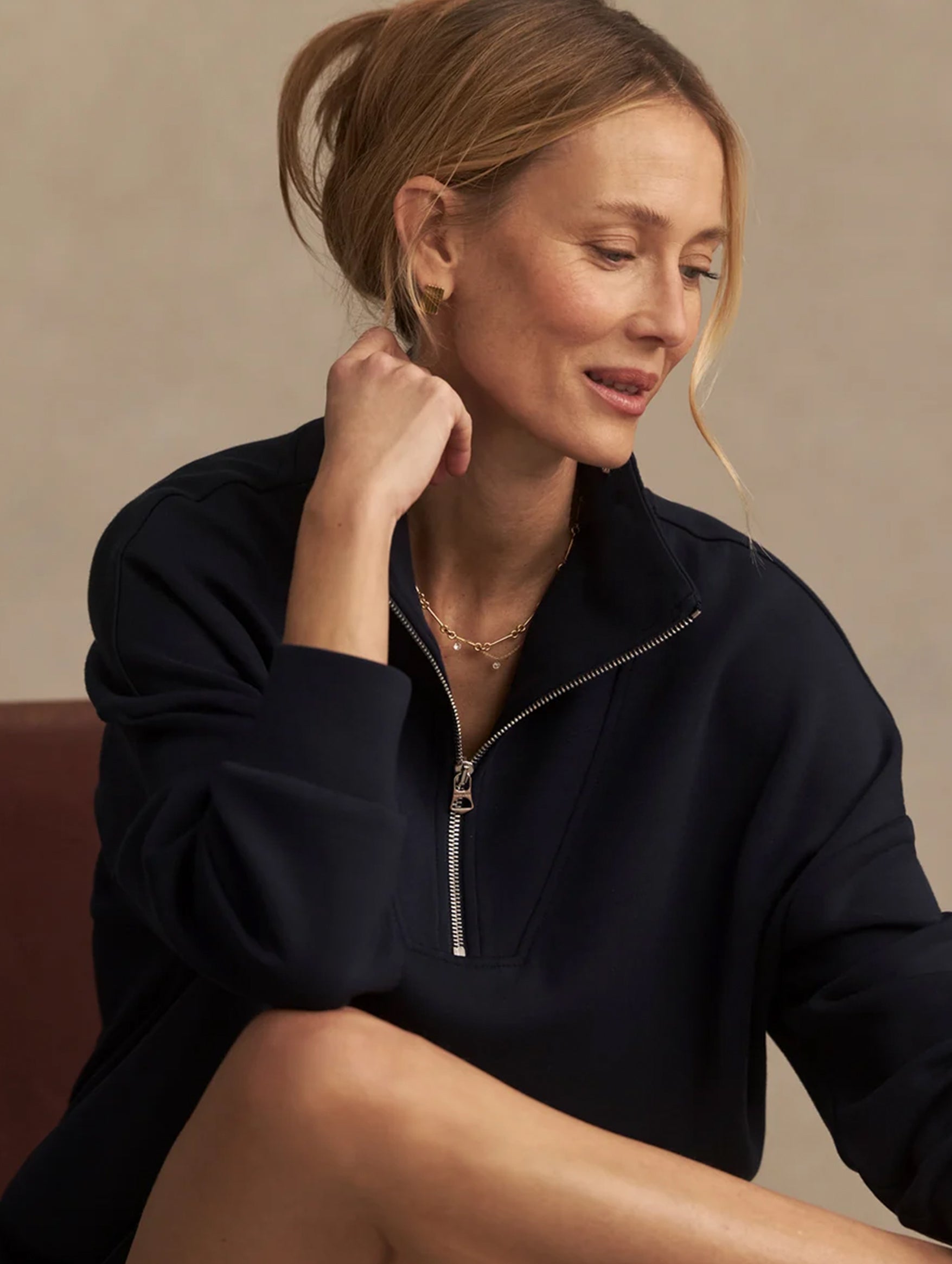 Hawley Half Zip Sweat in Navy