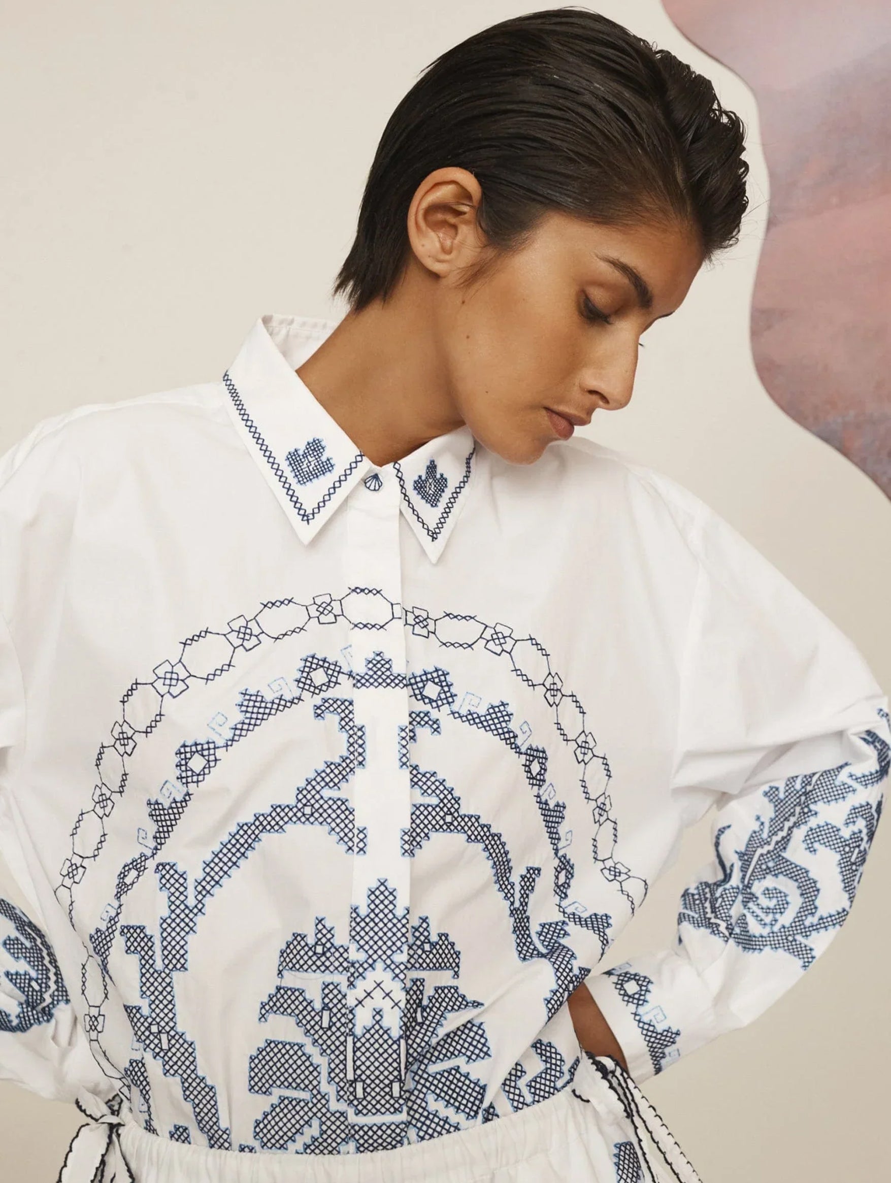 Hazel Embroidered Shirt in White