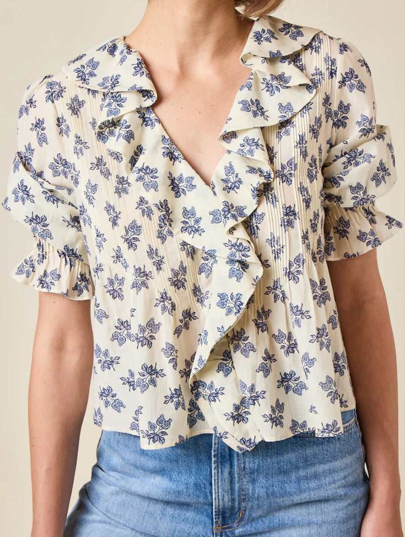 Henri Top in Creme Pomegranate Bloom