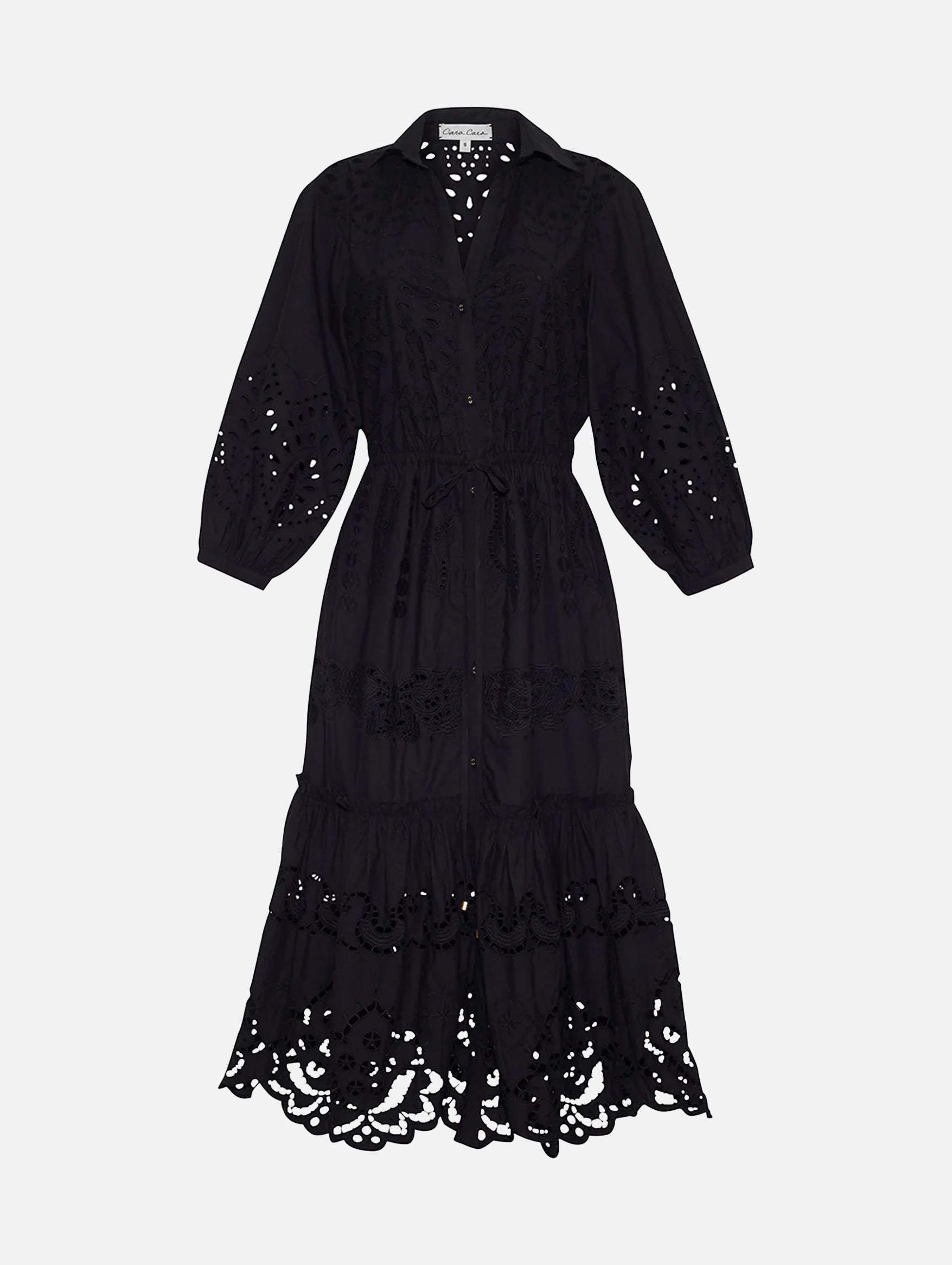 Hutton Dress in Black Embroidered Eyelet