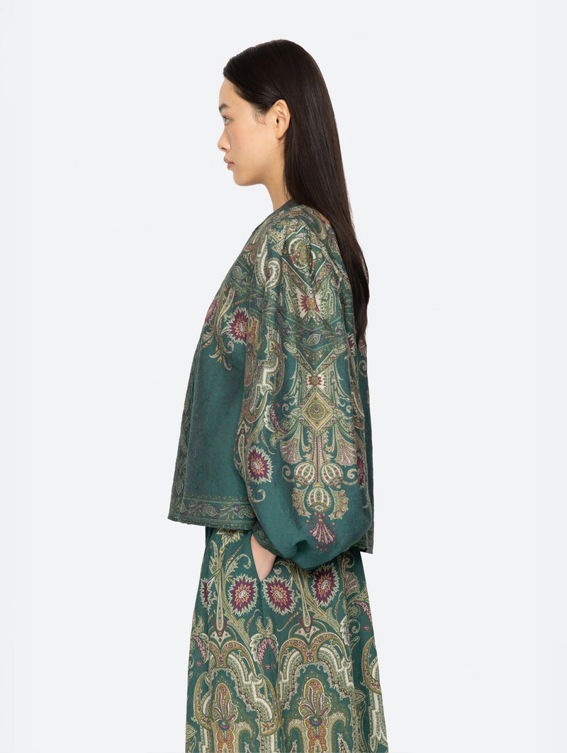 Hyacinth Top in Green Paisley