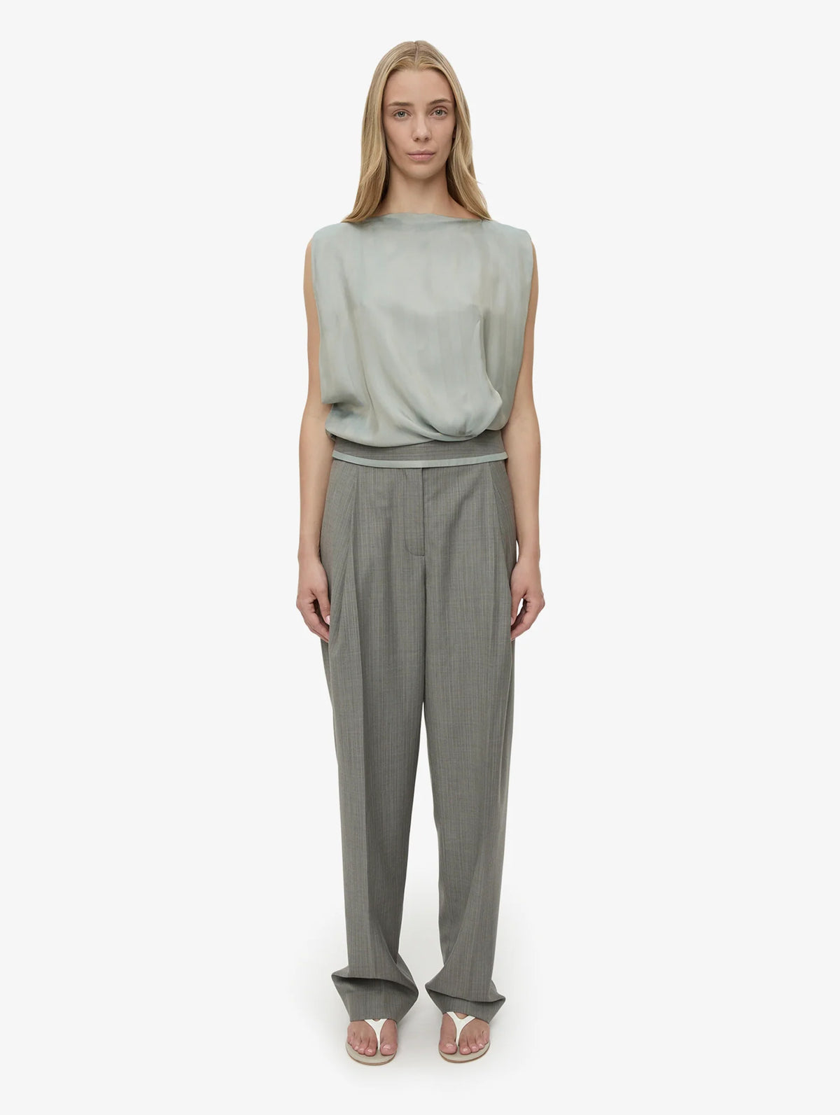 Internal Tailored Top in Slate Stripe