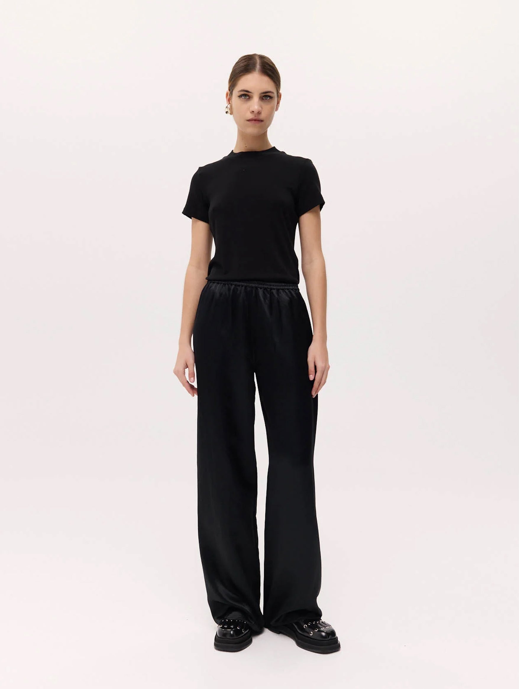 Ivring Trouser in Black Satin