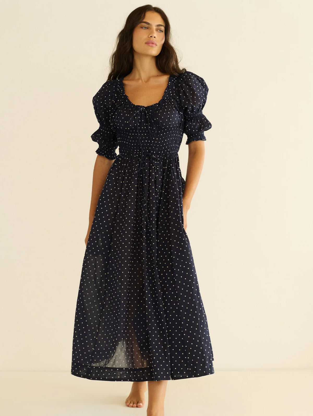Ischia Dress in Navy Flock Dot