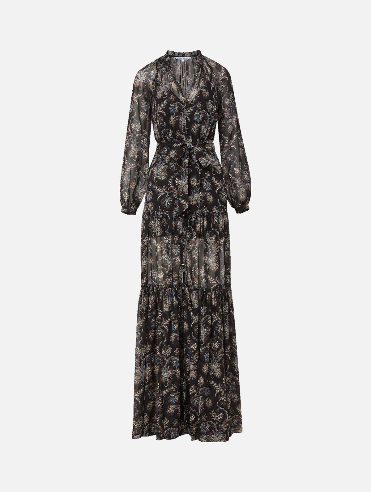 Isra Silk Maxi Dress in Black Paisley