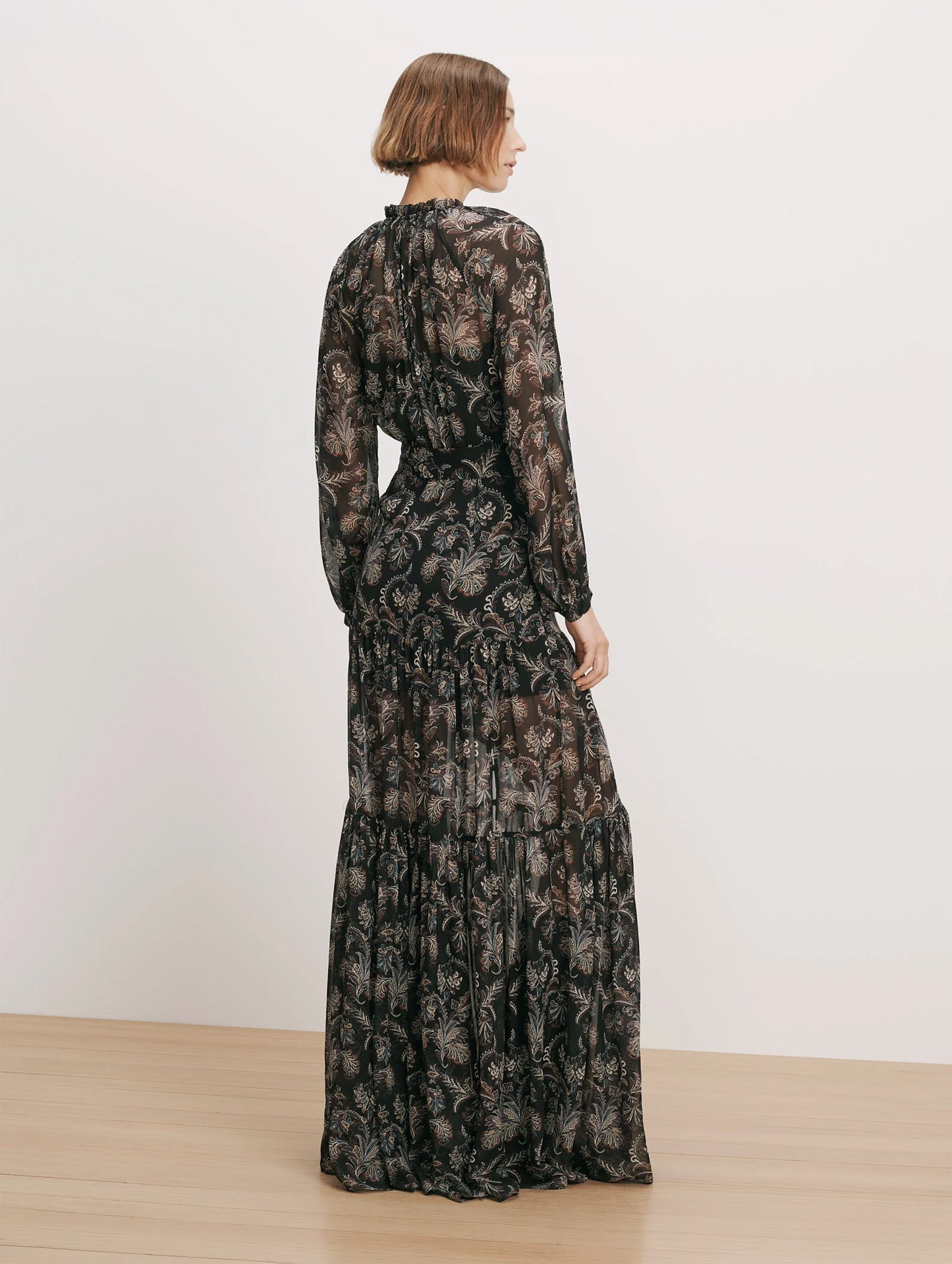 Isra Silk Maxi Dress in Black Paisley