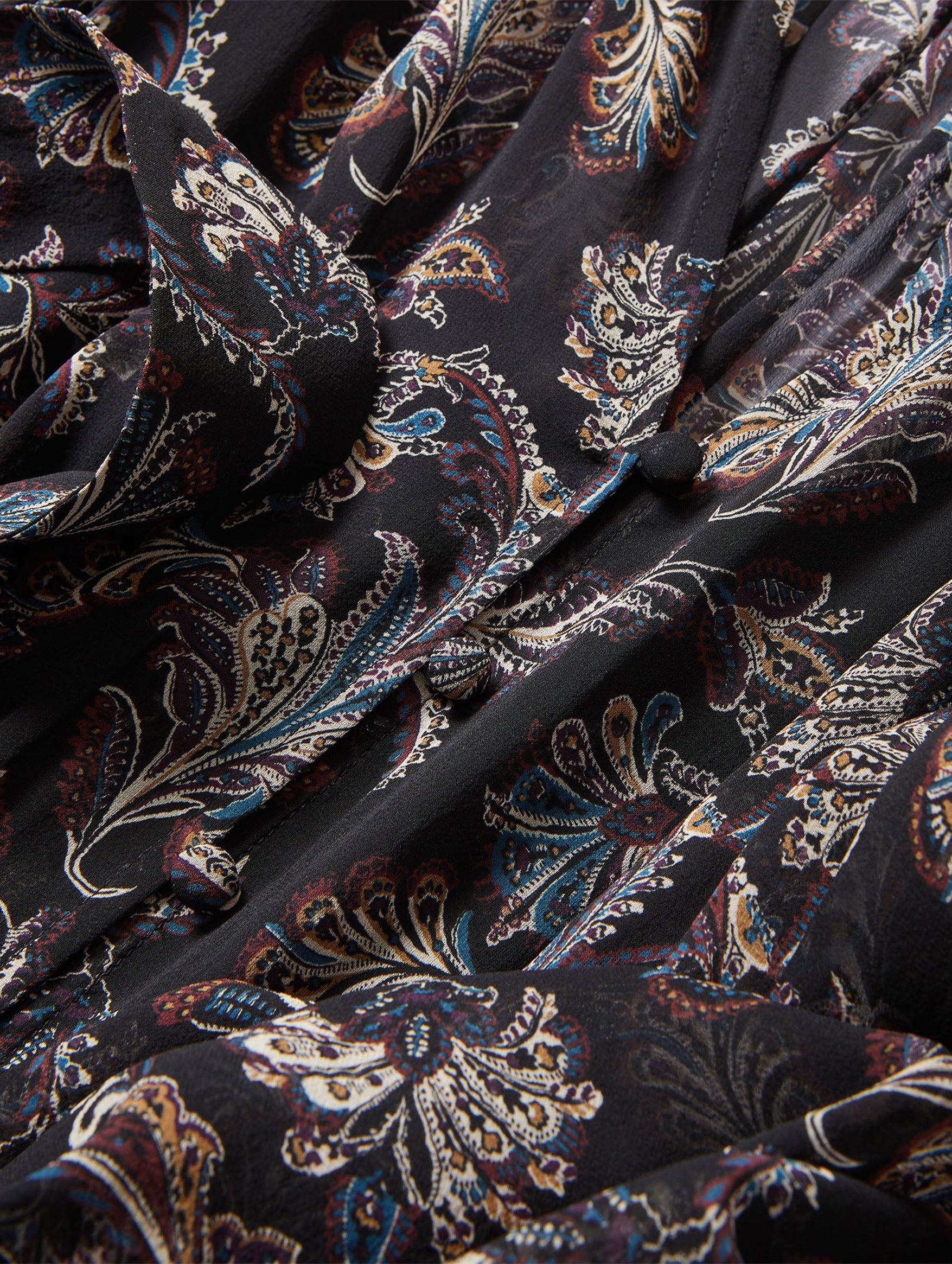 Isra Silk Maxi Dress in Black Paisley