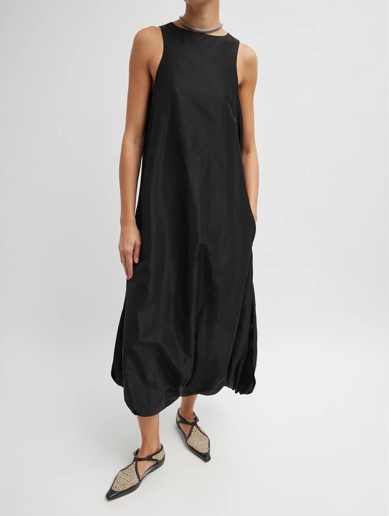 Italian Sporty Nylon Jalouise Dress in Black