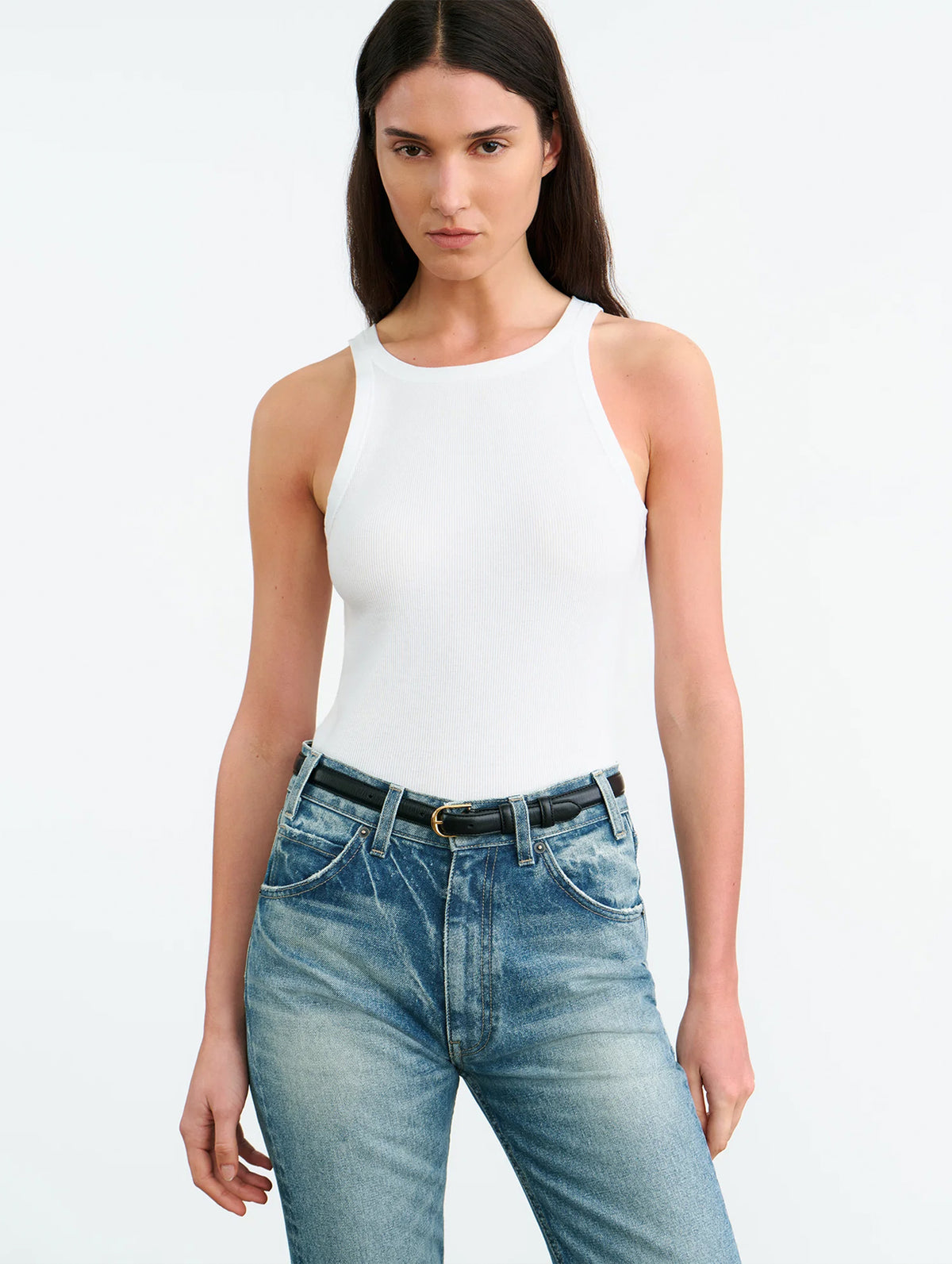 Jennifer Rib Tank in White