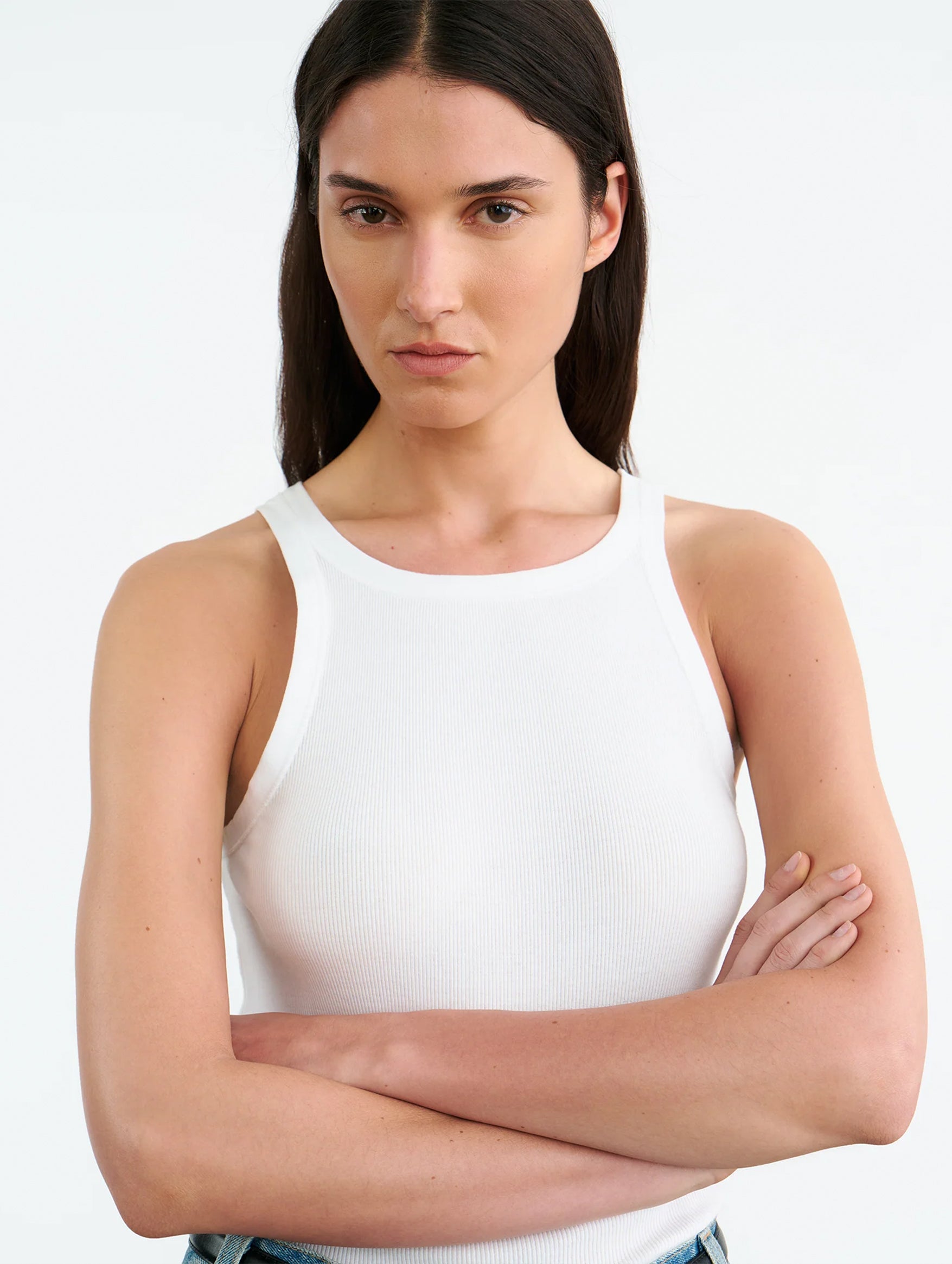 Jennifer Rib Tank in White