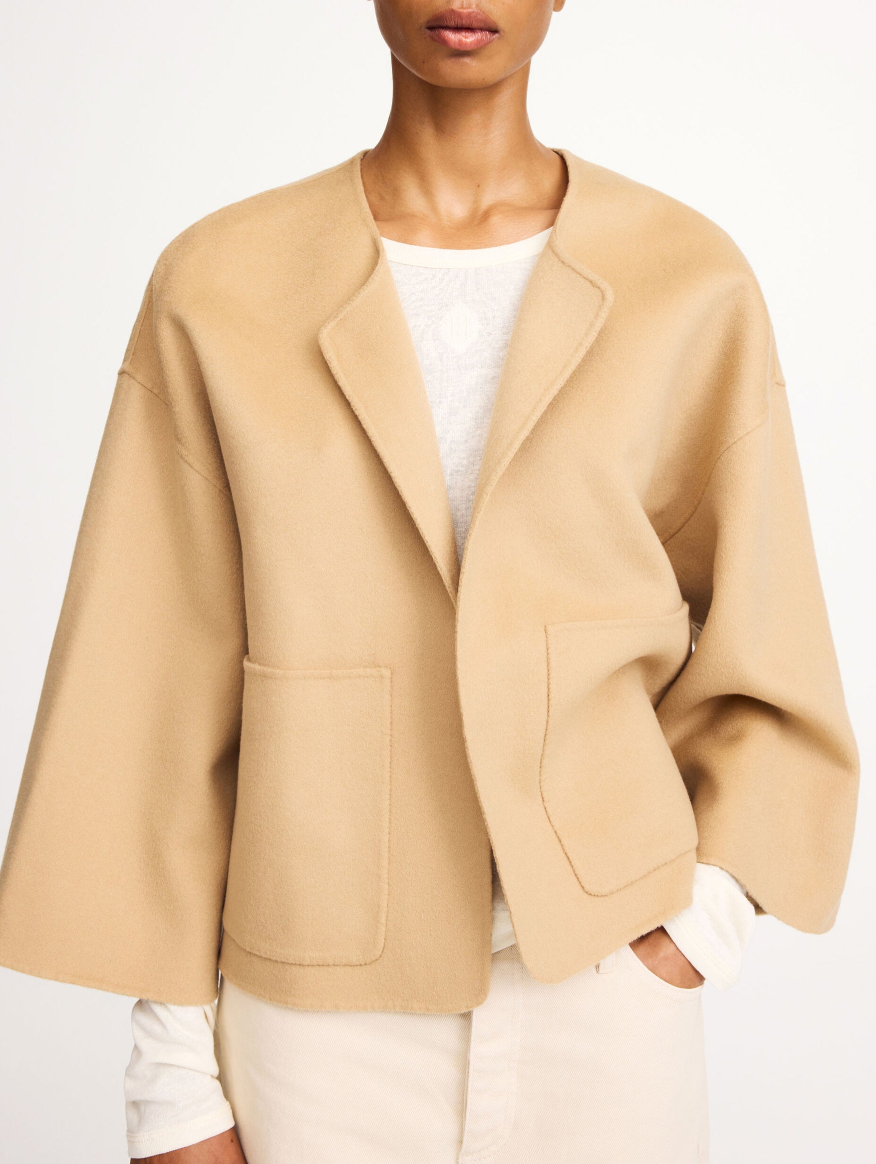 Jacquie Wool Jacket in Dark Sand