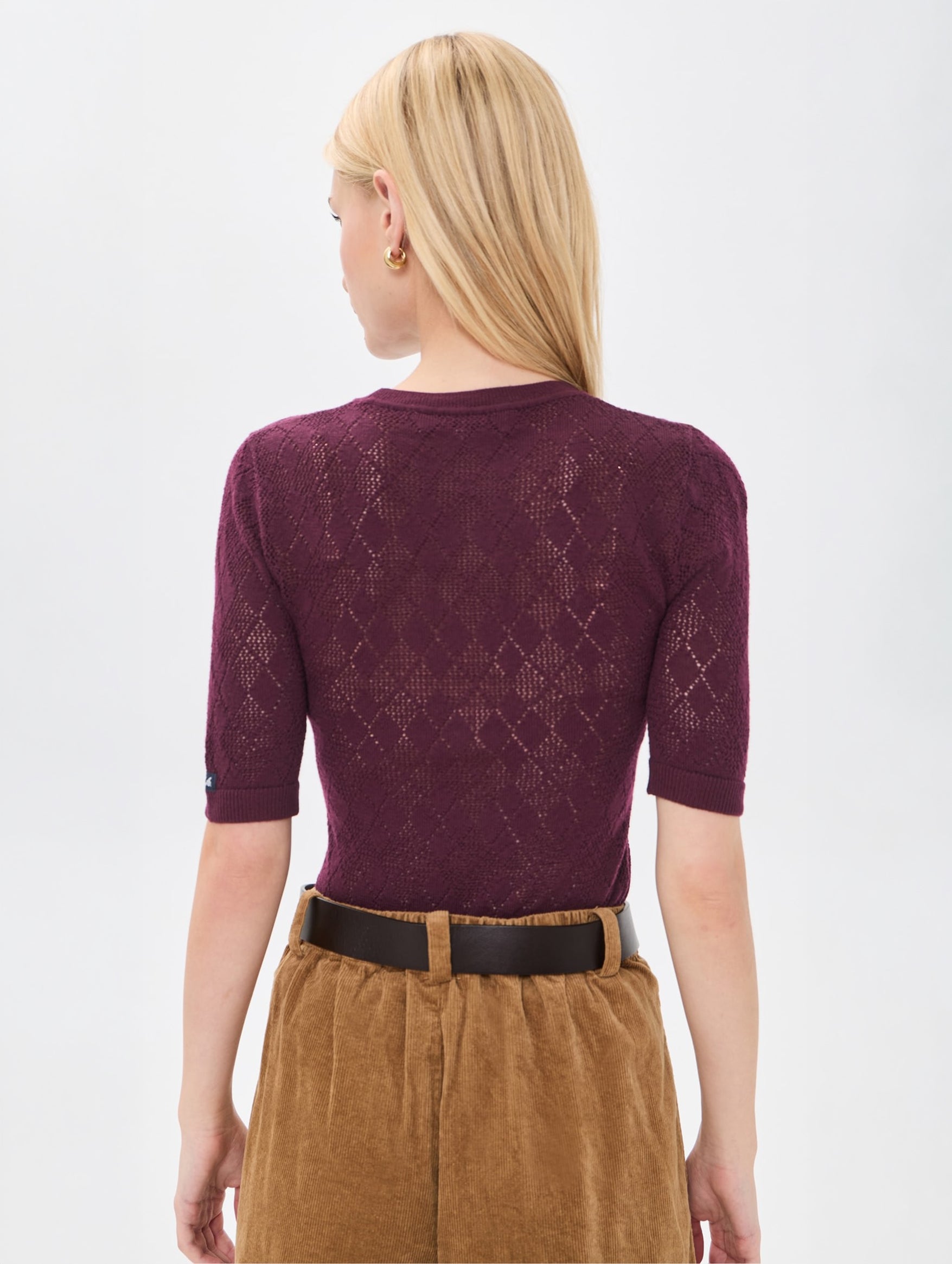 Jane Short Sleeve Sweater in Burgundy
