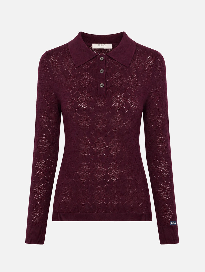 Jane Polo Sweater in Burgundy