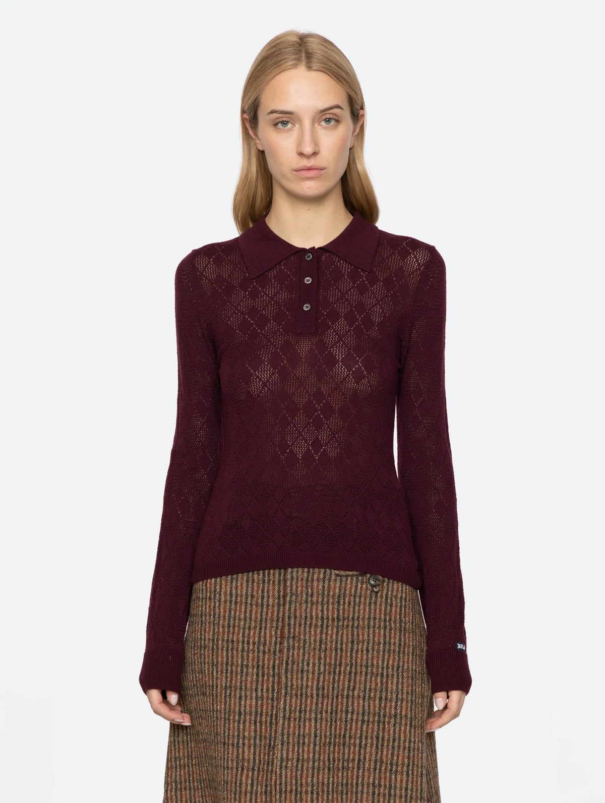 Jane Polo Sweater in Burgundy