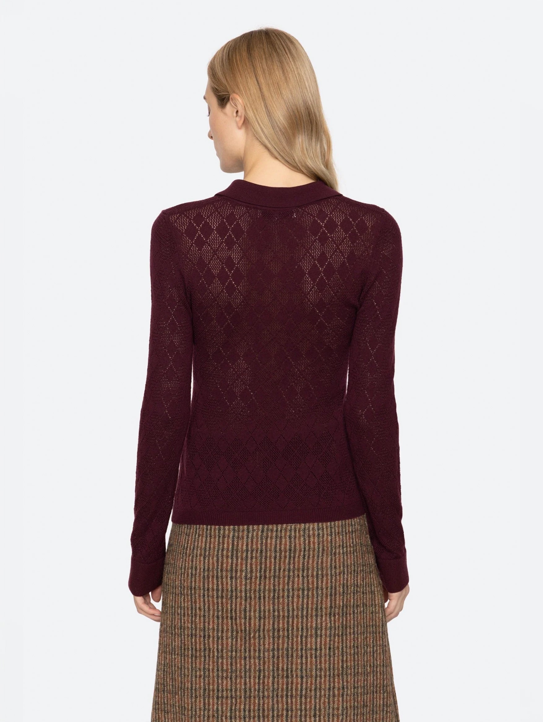 Jane Polo Sweater in Burgundy