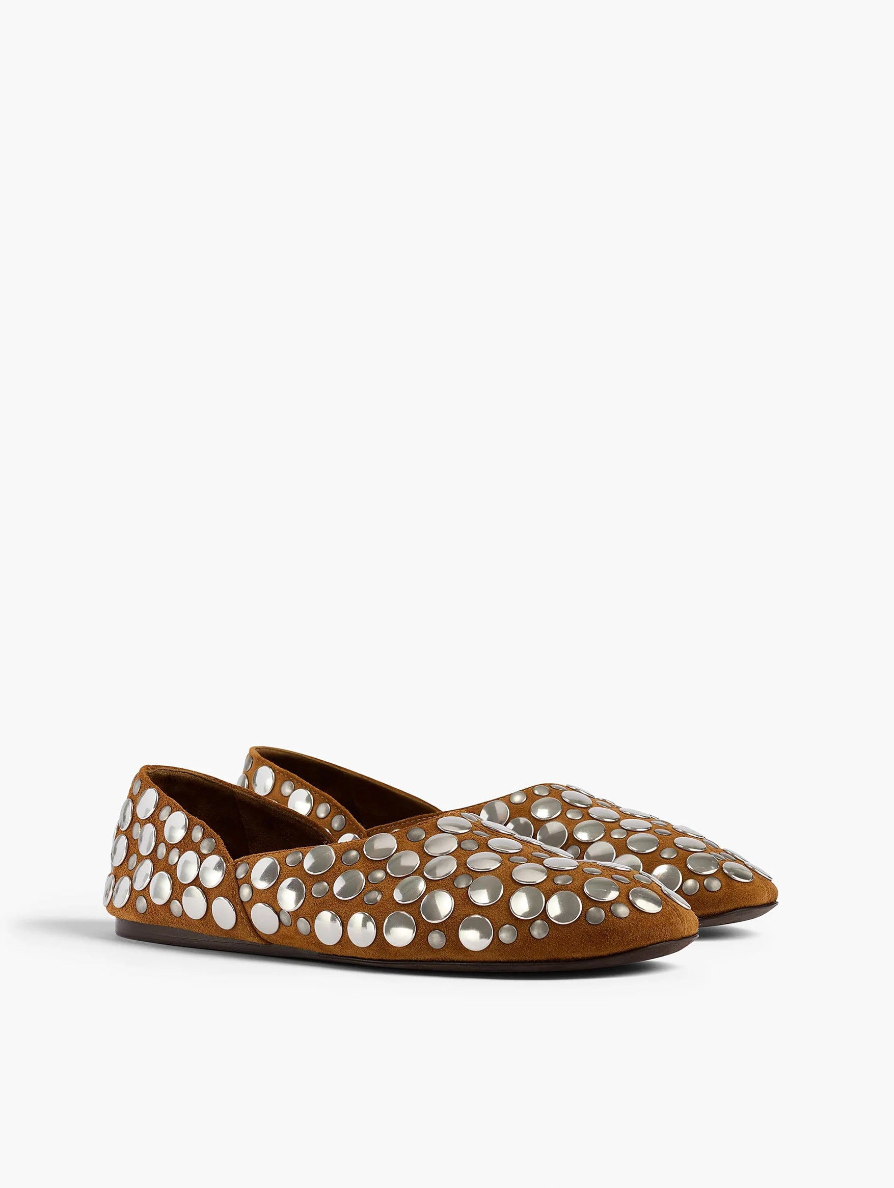 Jane Flat with Studs in Caramel