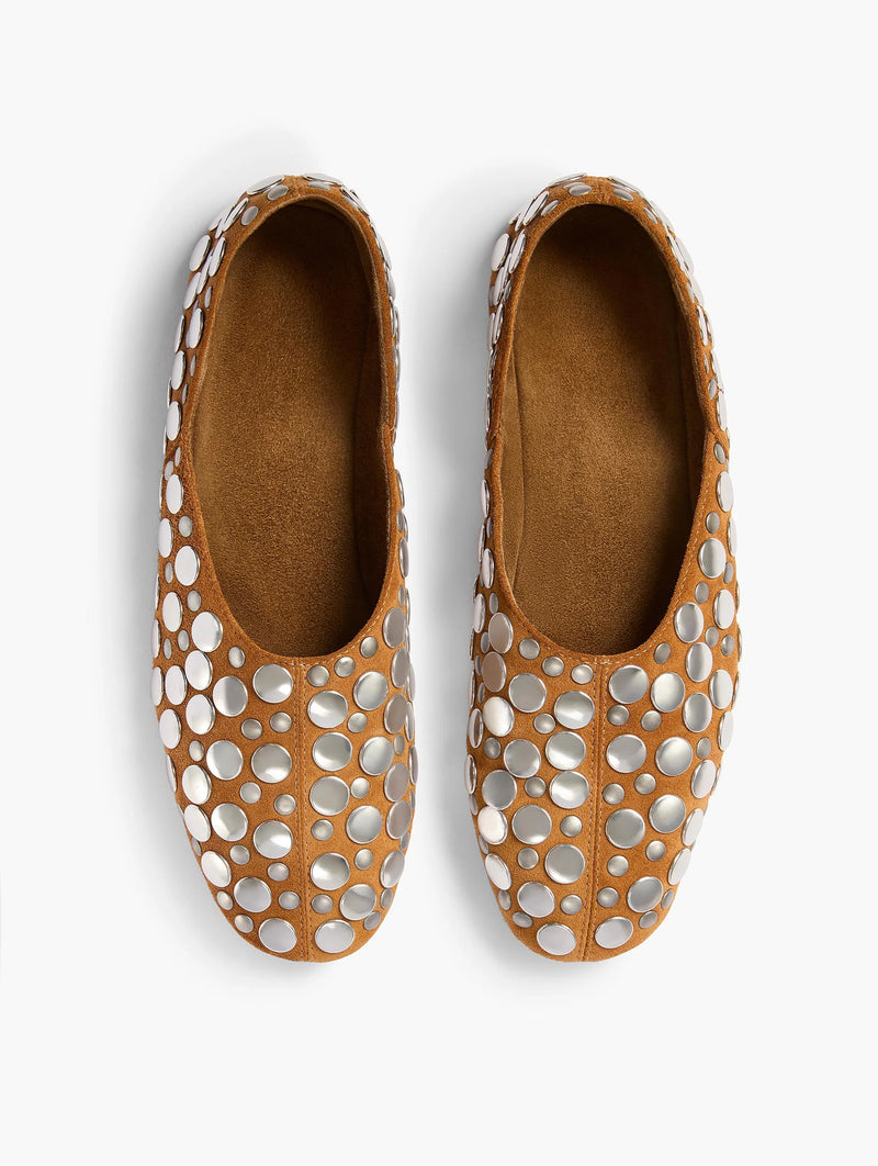 Jane Flat with Studs in Caramel