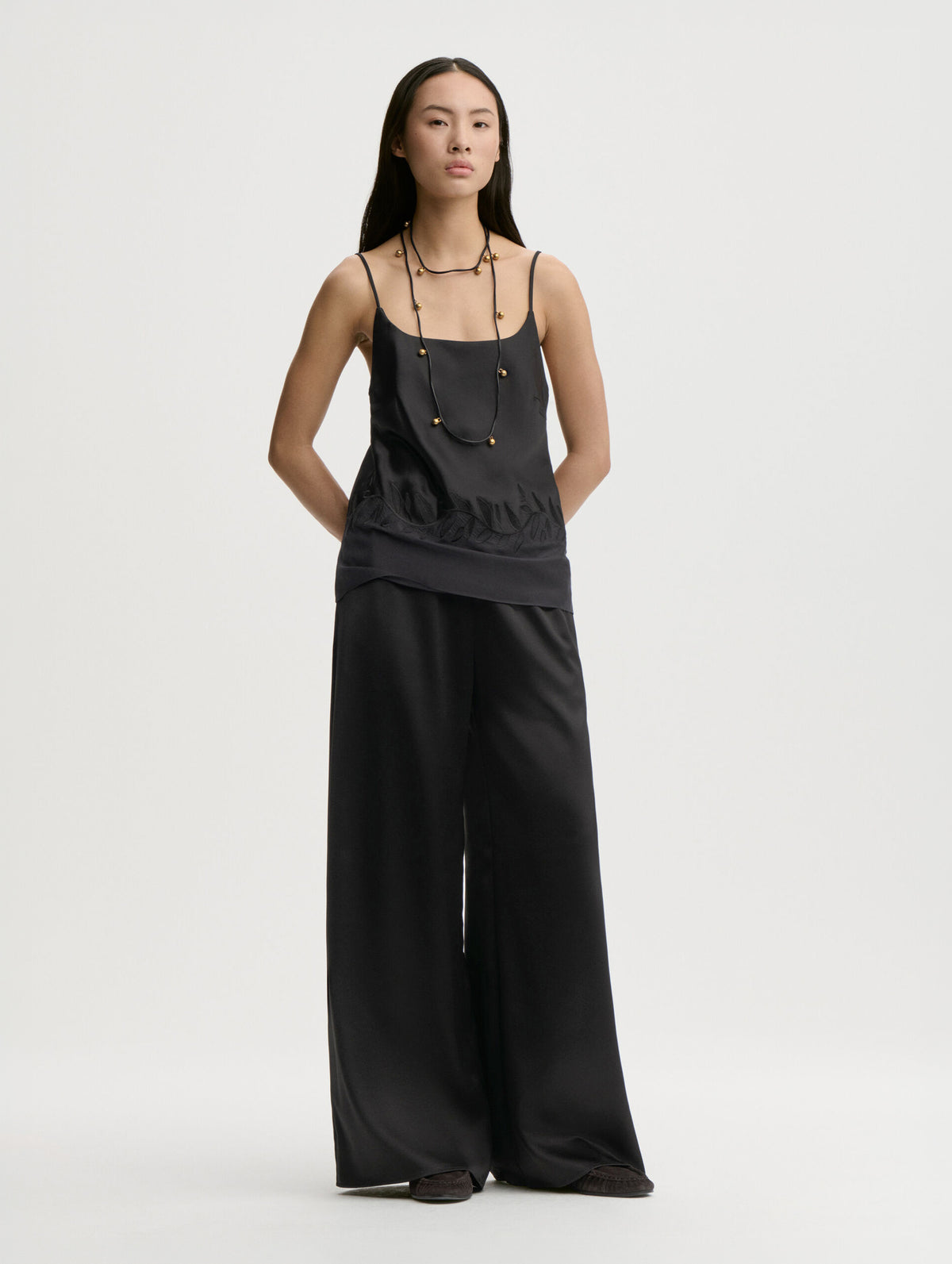 Janina Satin Top in Black