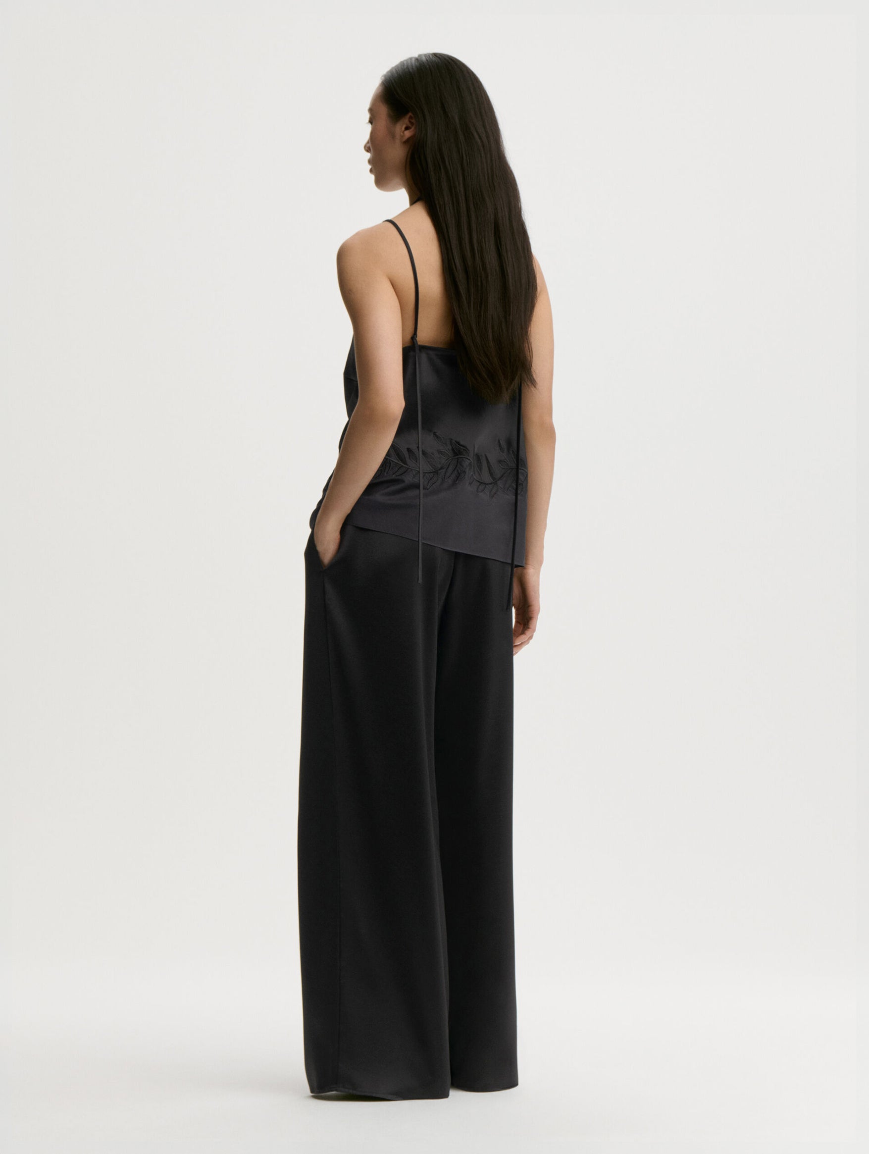 Janina Satin Top in Black