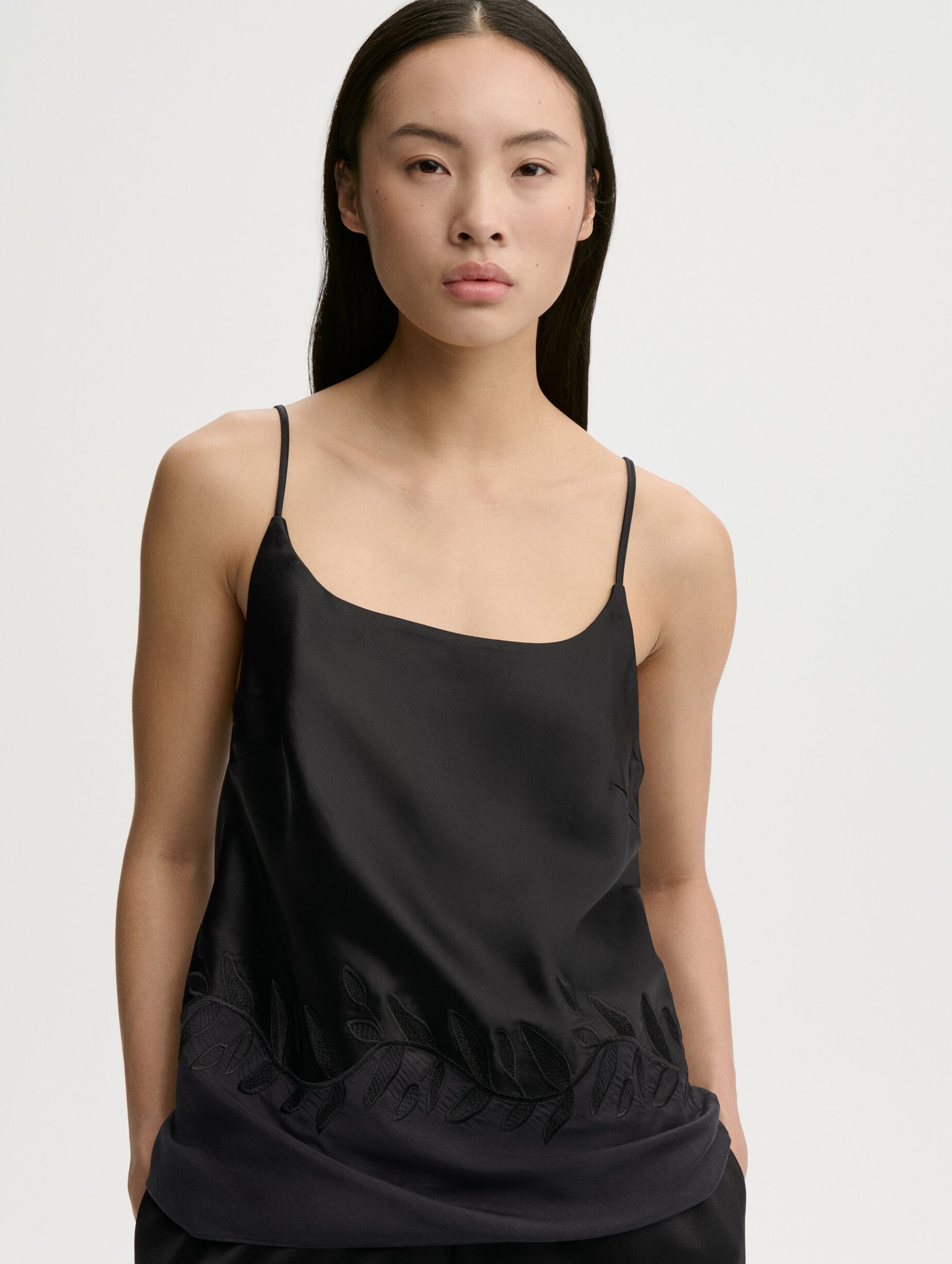 Janina Satin Top in Black