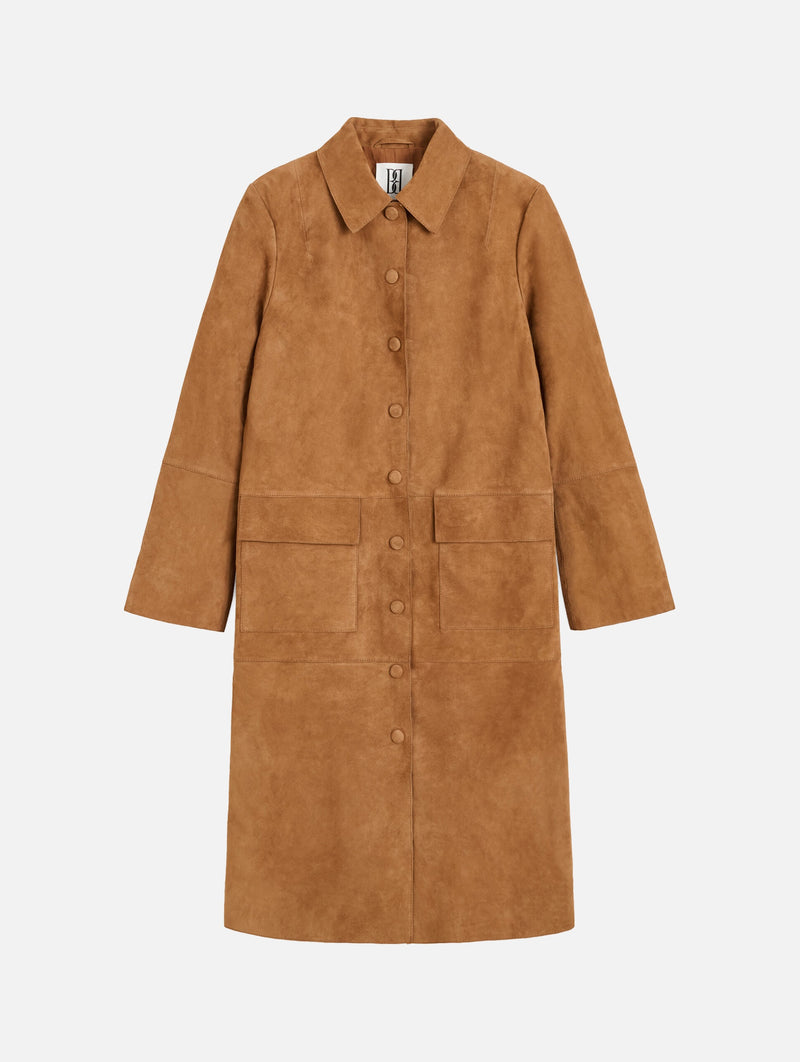 Jannie Suede Maxi Jacket in Rusty Sand