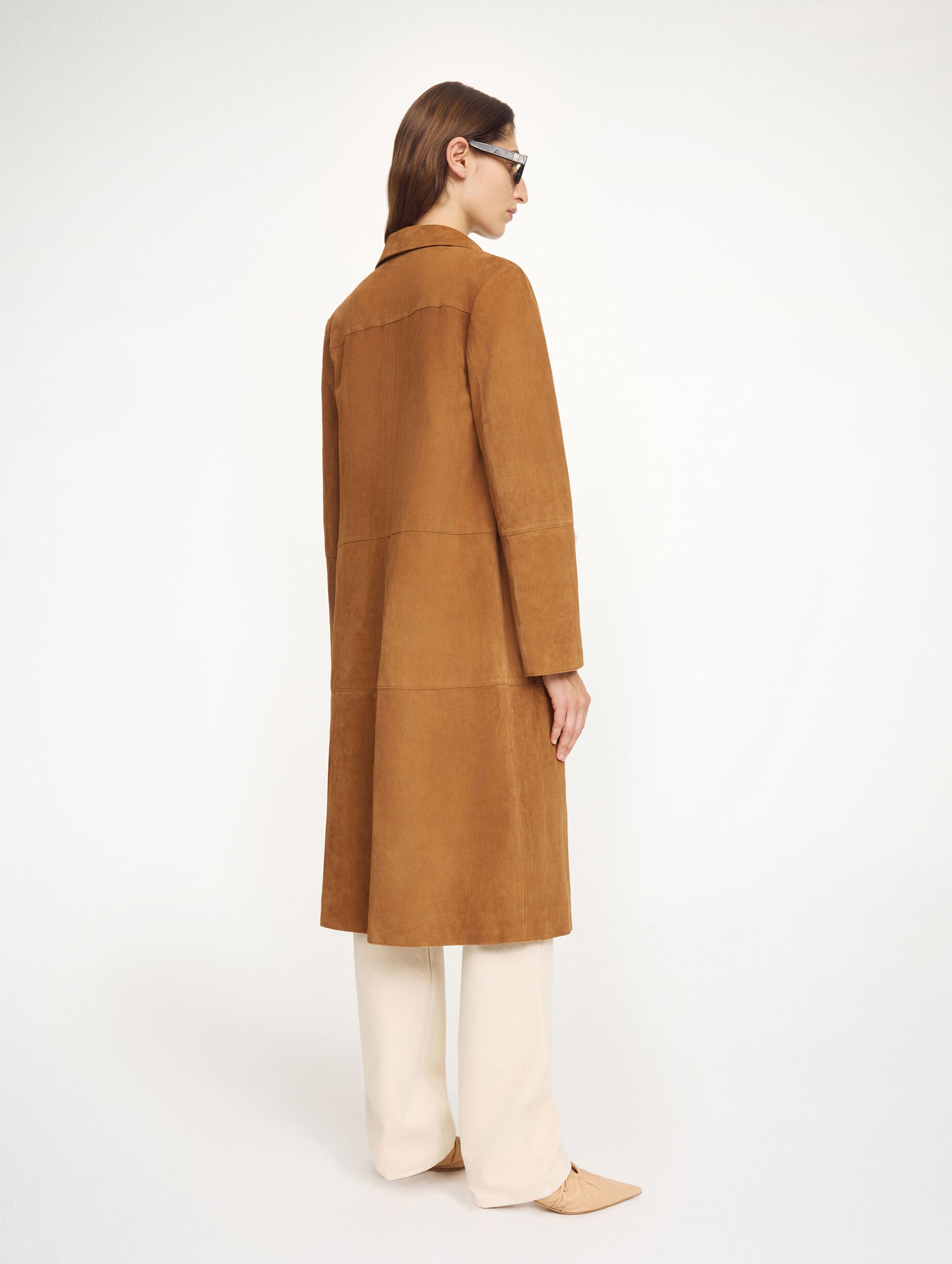 Jannie Suede Maxi Jacket in Rusty Sand