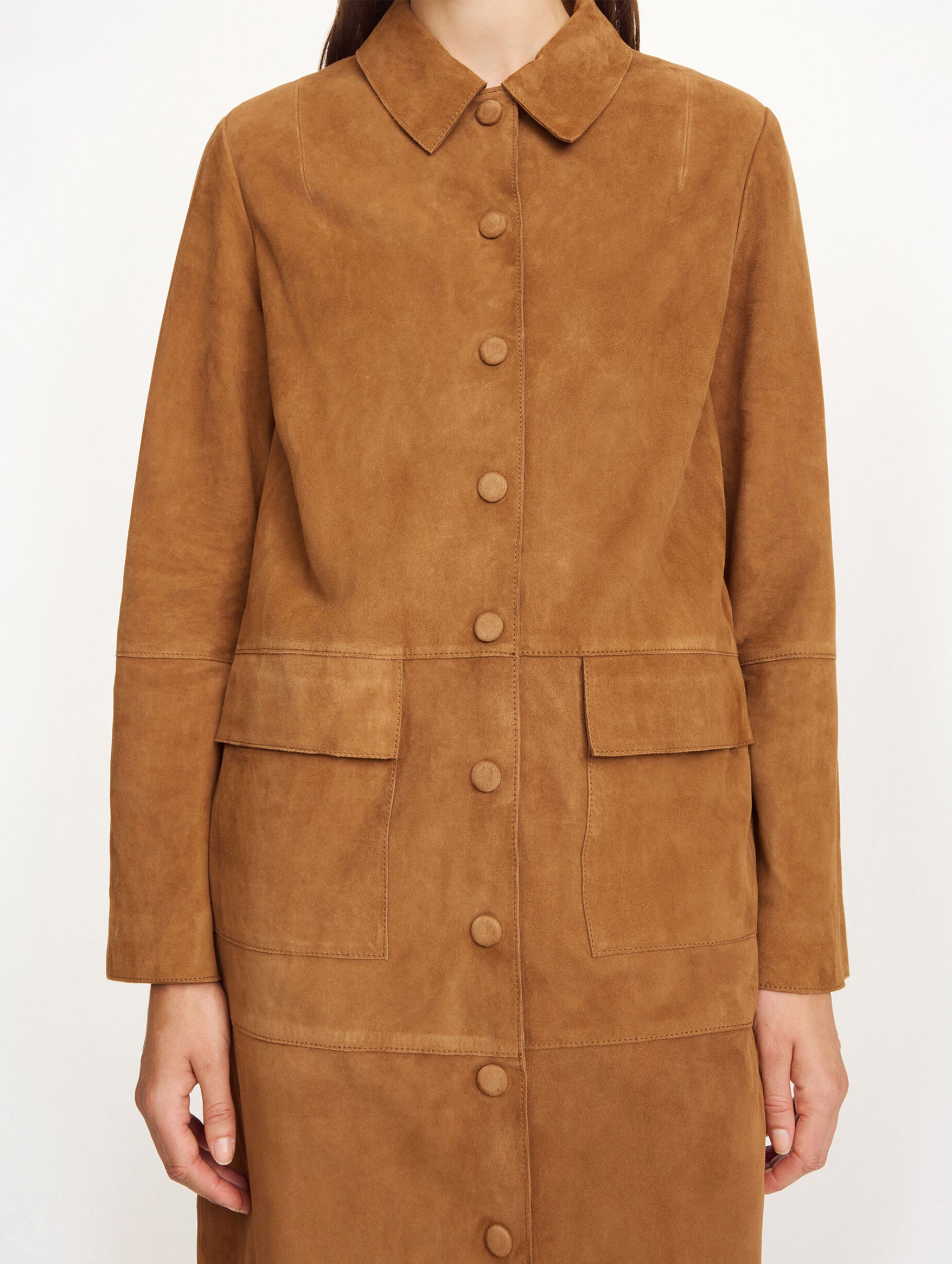 Jannie Suede Maxi Jacket in Rusty Sand