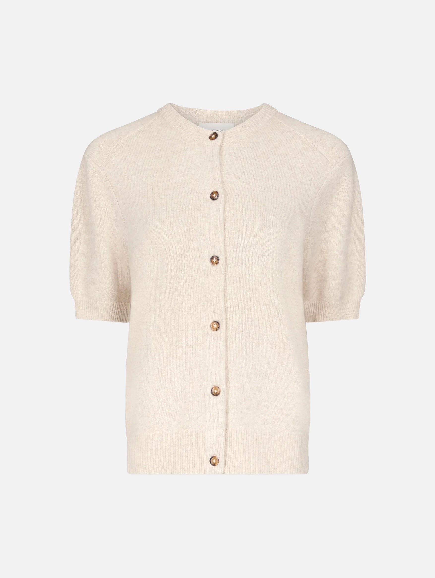 Jodi Cashmere Short Sleeve Cardigan in Beige Melange