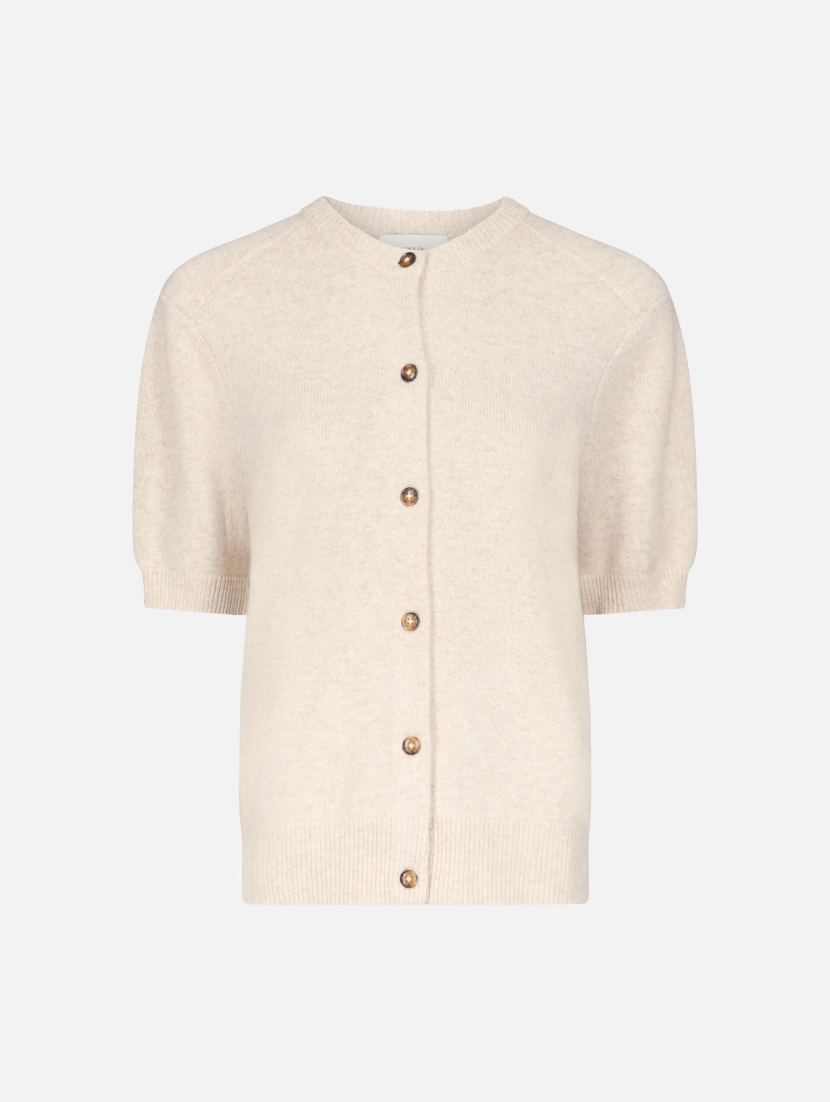 Jodi Cashmere Short Sleeve Cardigan in Beige Melange
