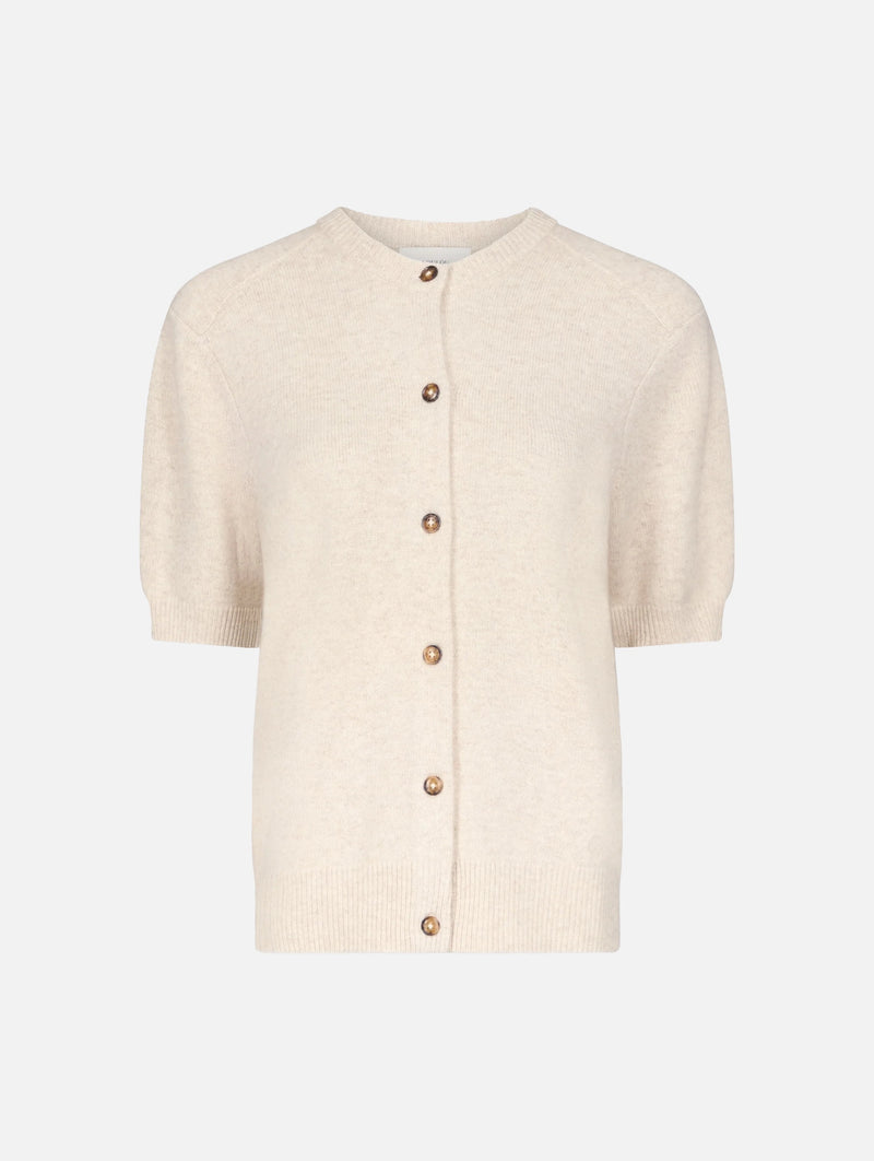 Jodi Cashmere Short Sleeve Cardigan in Beige Melange