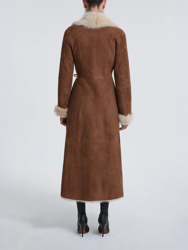 Joni Shearling Coat in Camel Butter