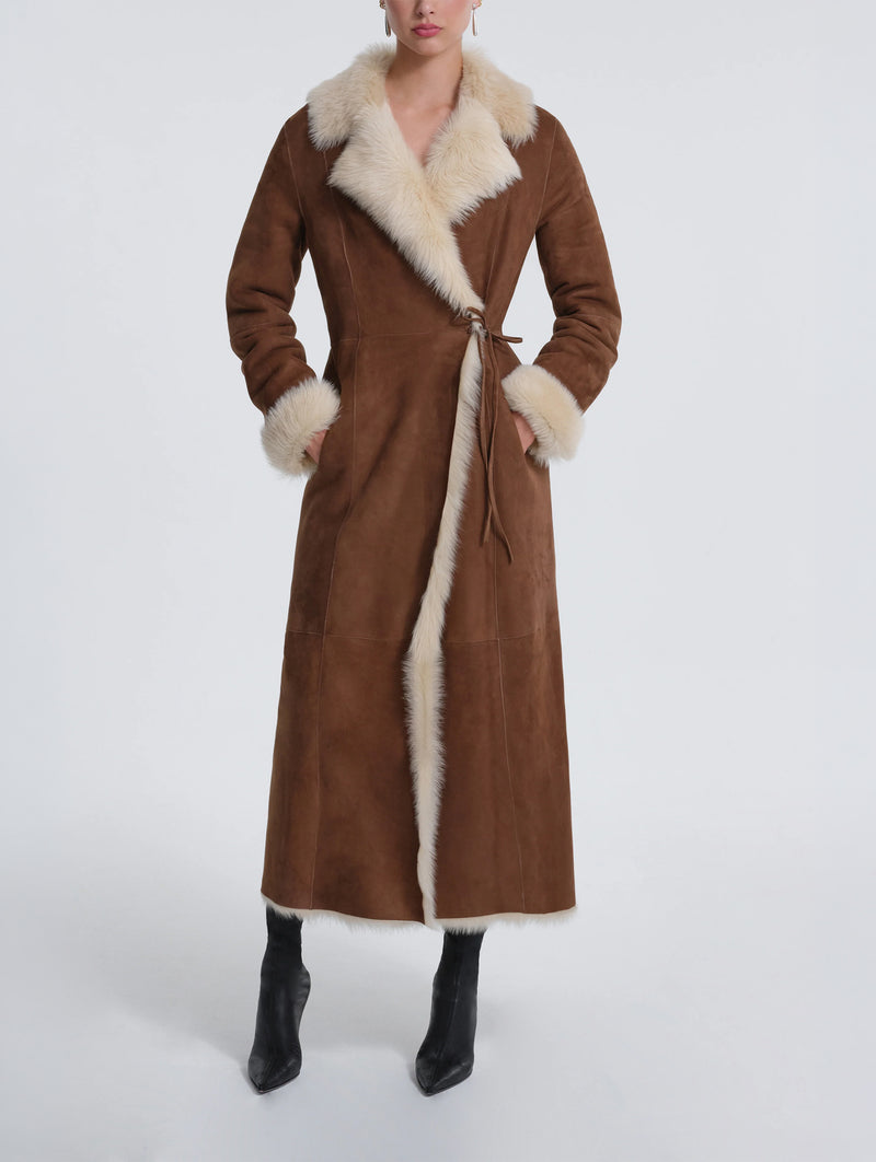 Joni Shearling Coat in Camel Butter