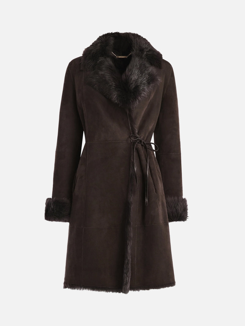 Joni Shearling Midlength Coat in Ombre