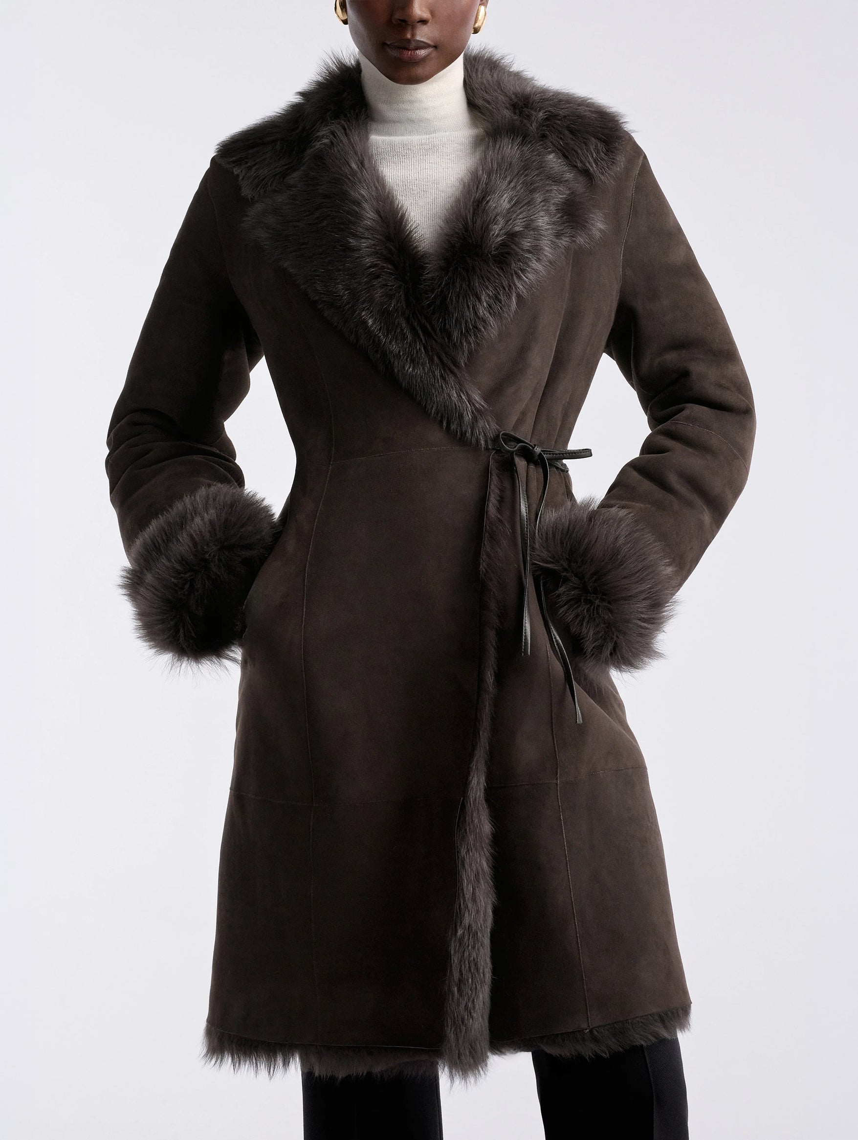 Joni Shearling Midlength Coat in Ombre