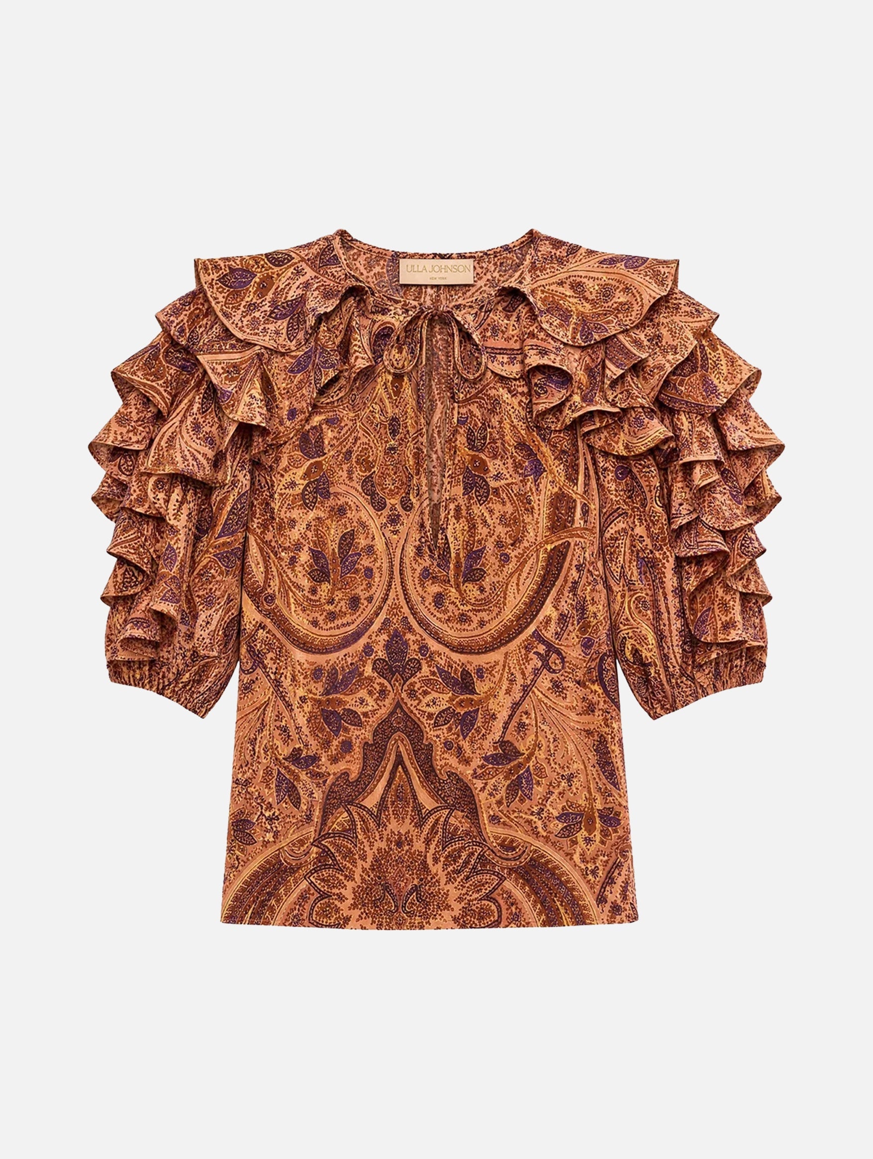 Josephine Short Sleeve Silk Top in Rosette
