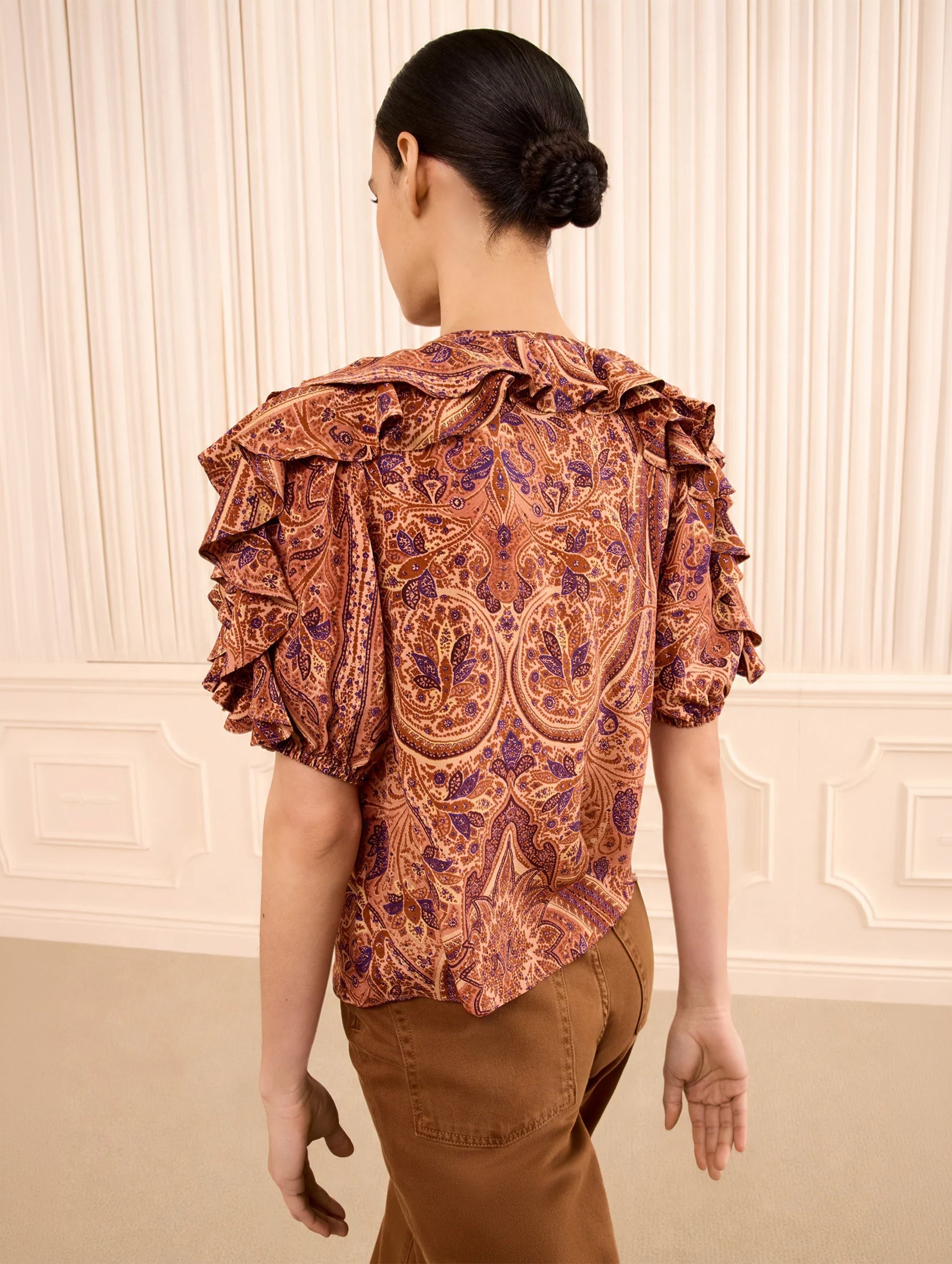 Josephine Short Sleeve Silk Top in Rosette