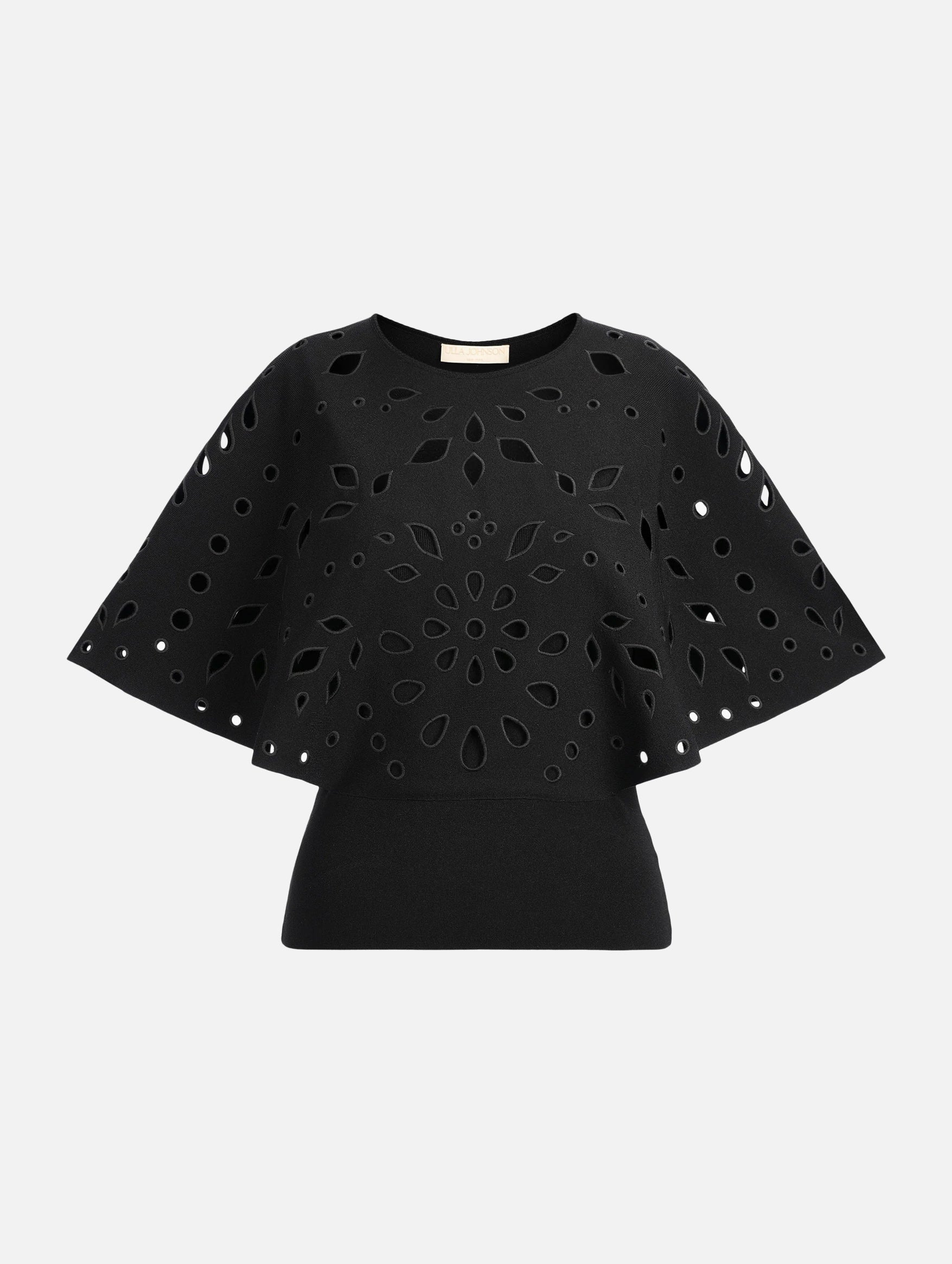 Josie Cape Sleeve Knit Top in Noir