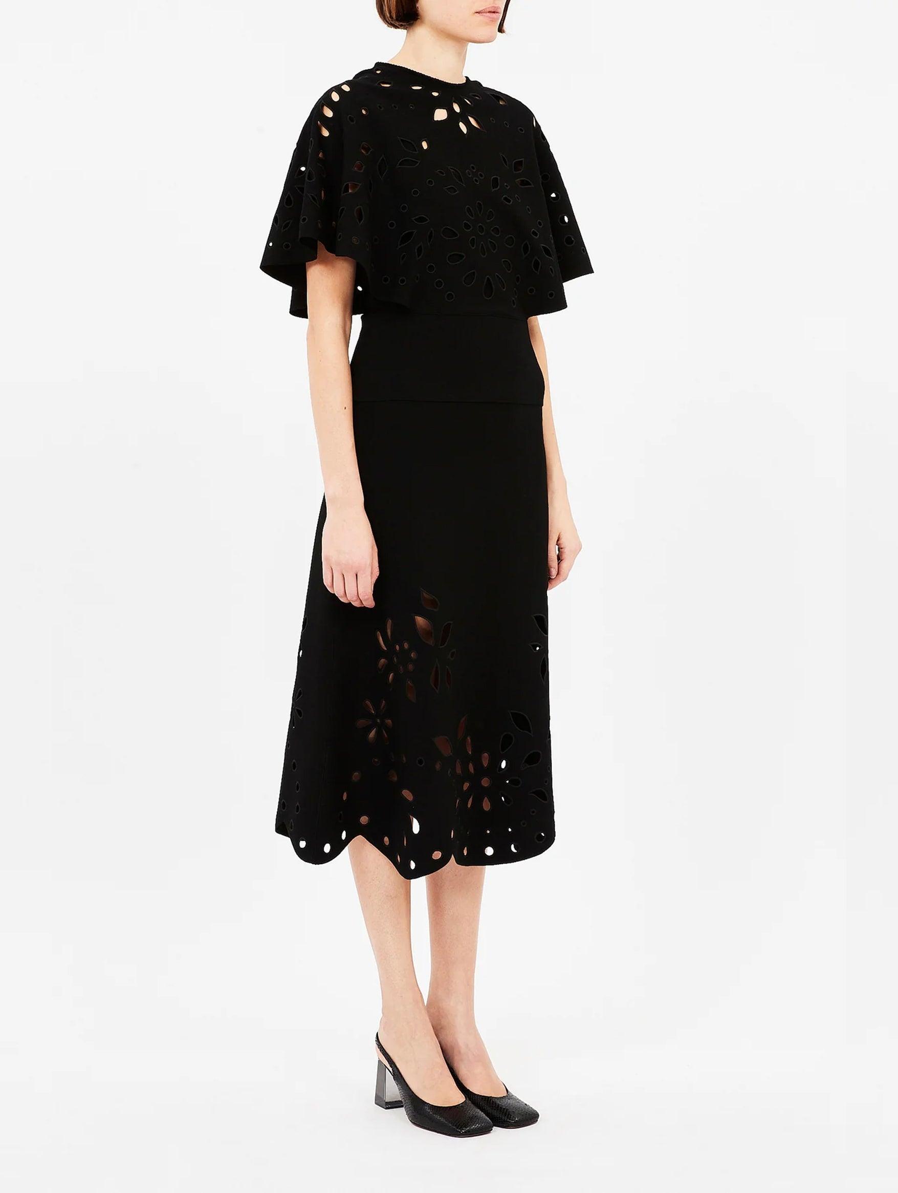 Josie Cape Sleeve Knit Top in Noir