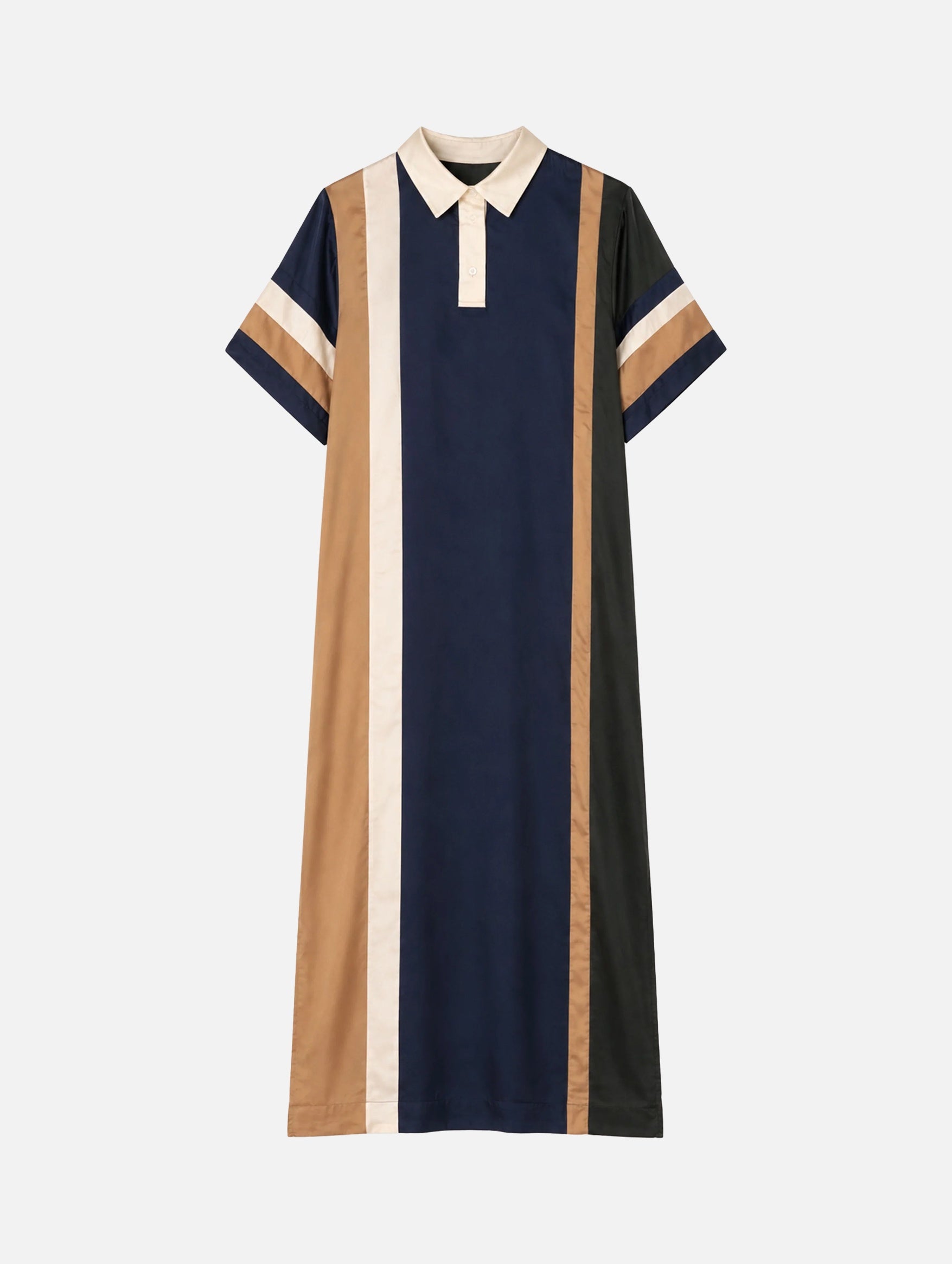 Juliet Polo Maxi Dress in Navy Bronze Multi
