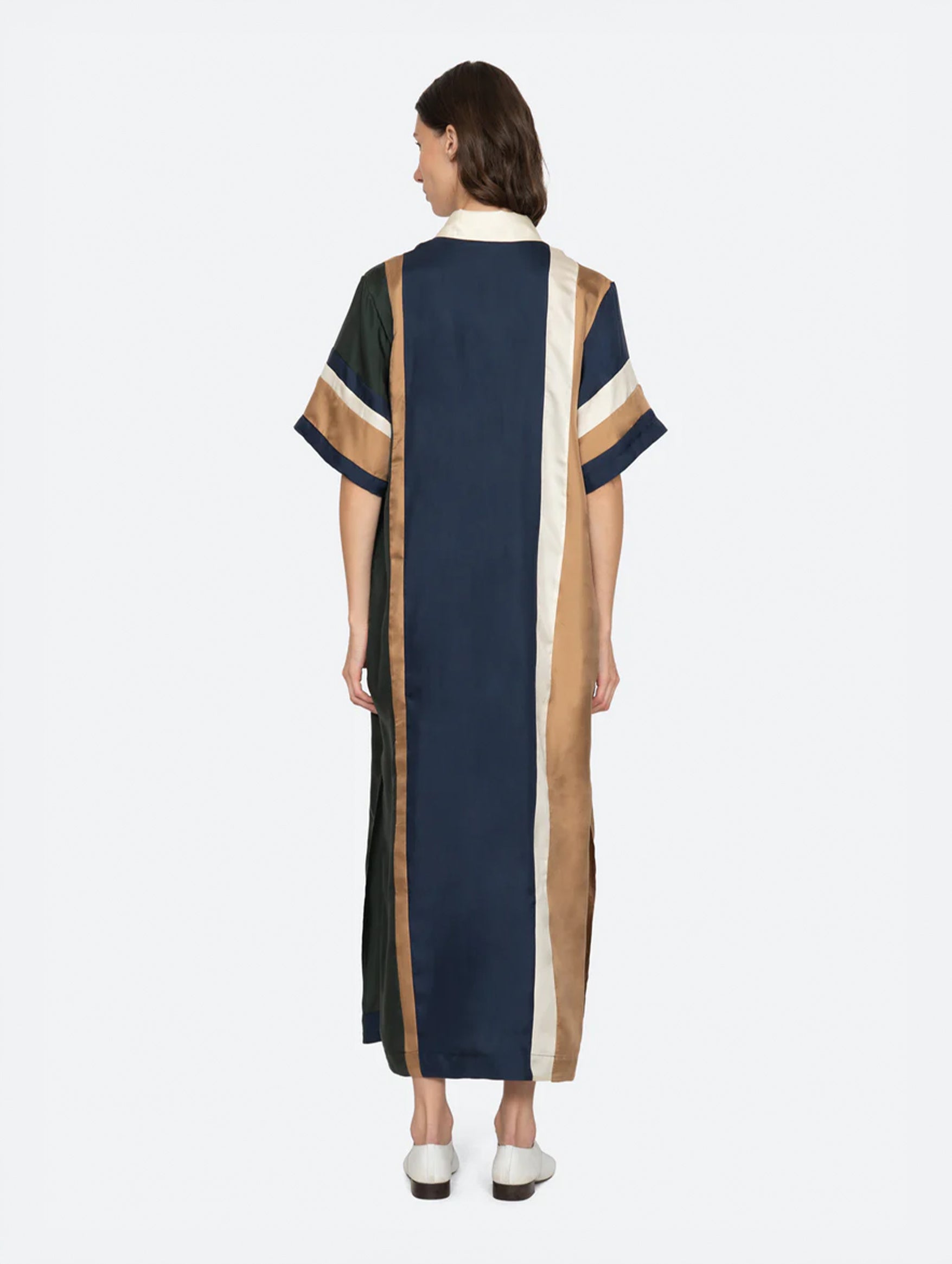 Juliet Polo Maxi Dress in Navy Bronze Multi