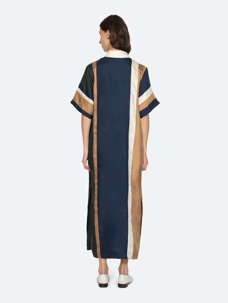 Juliet Polo Maxi Dress in Navy Bronze Multi