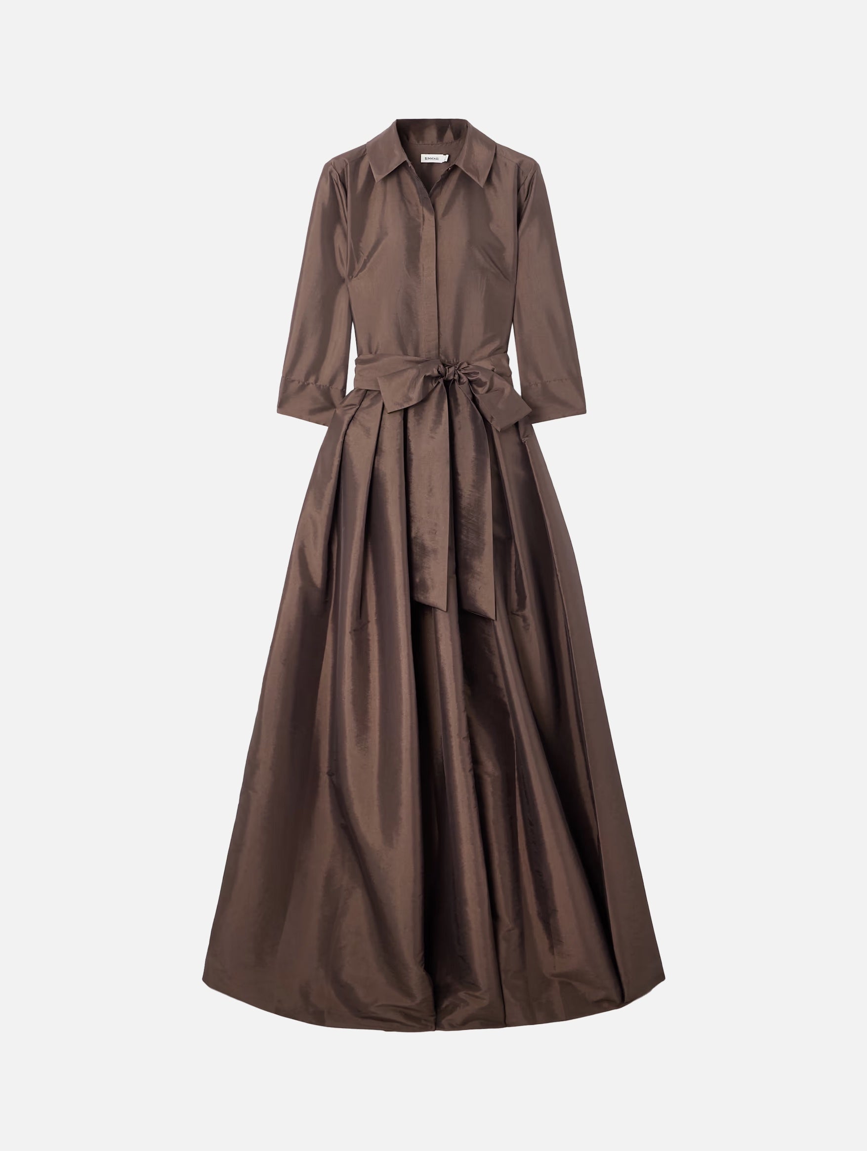 Julip Short Sleeve Belted Gown in Chocolate