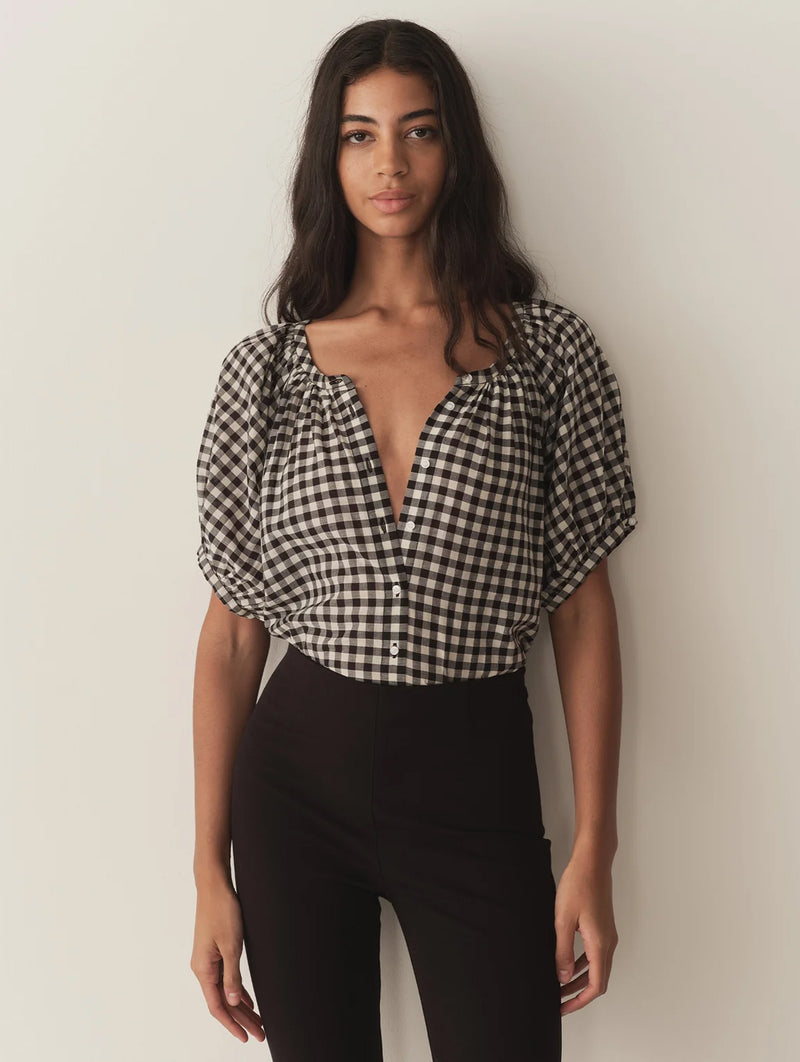 June Top in Noir Greta Gingham