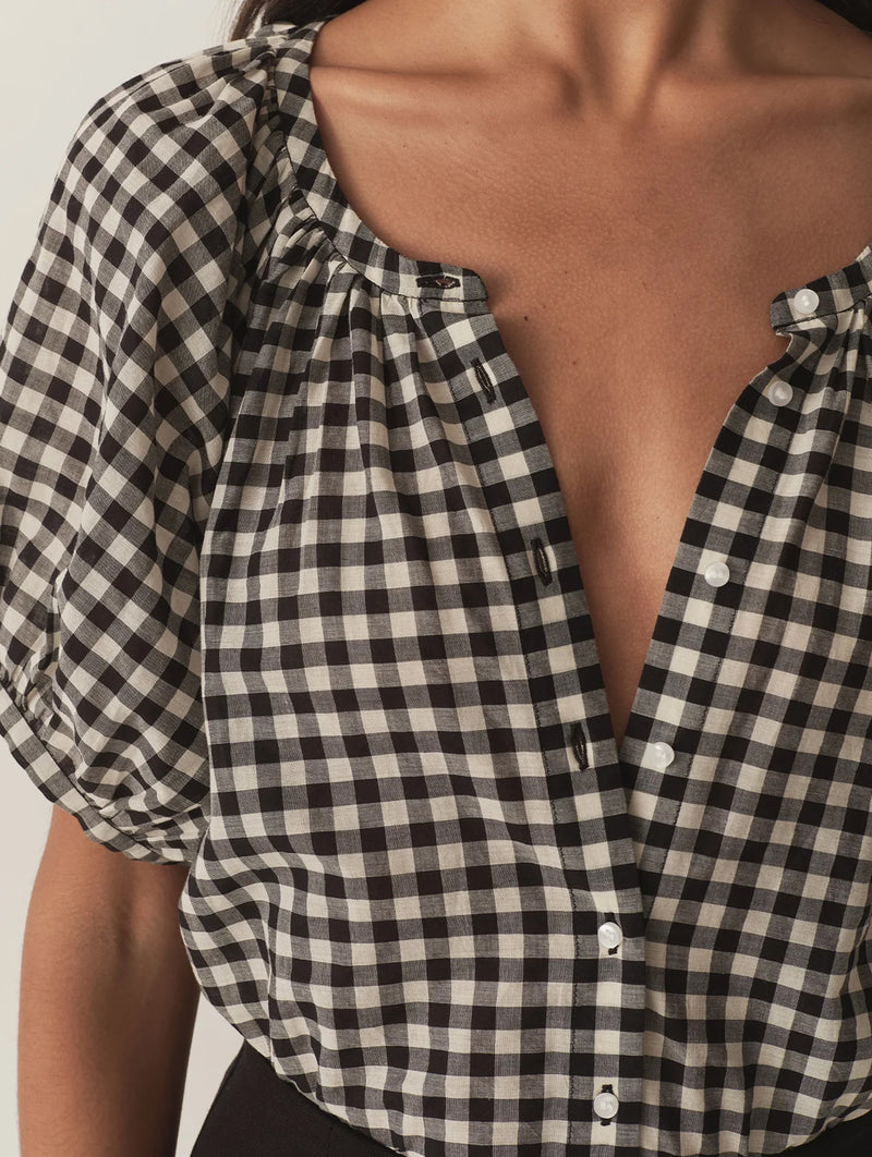 June Top in Noir Greta Gingham