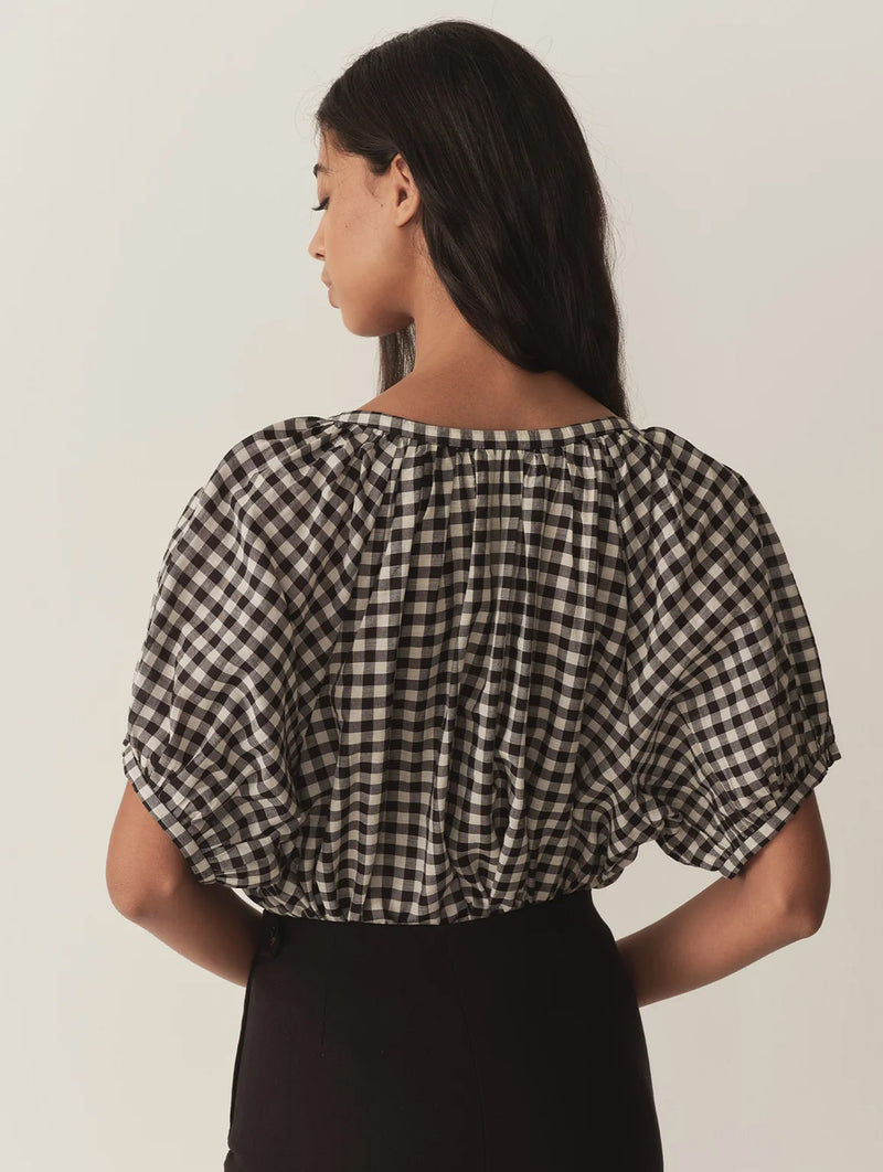 June Top in Noir Greta Gingham
