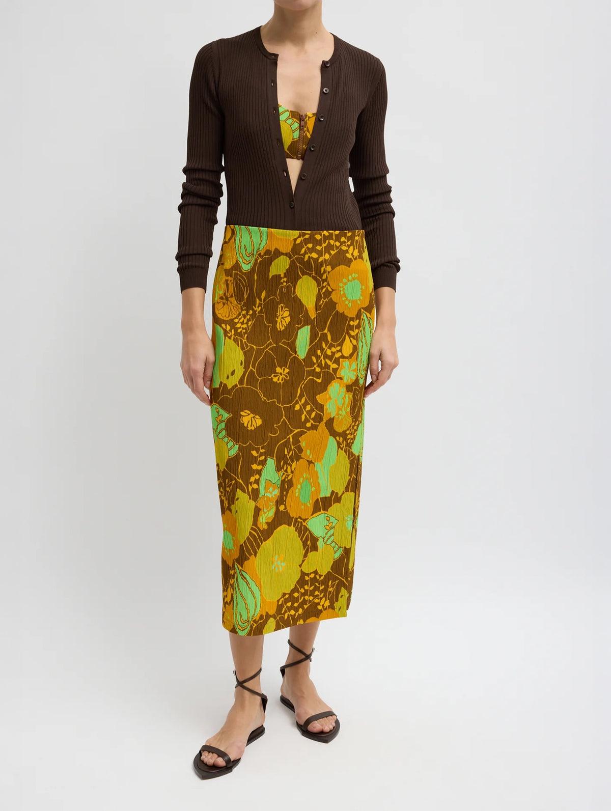 Kamara Print Skirt in Brown Multi